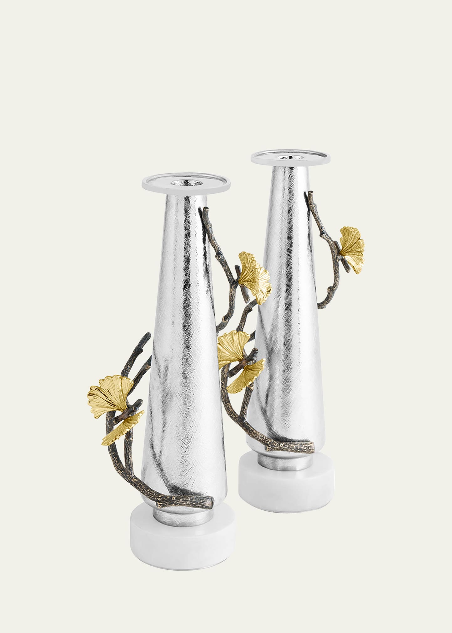 Michael Aram Butterfly Ginkgo Silver Candleholders, Set Of 2