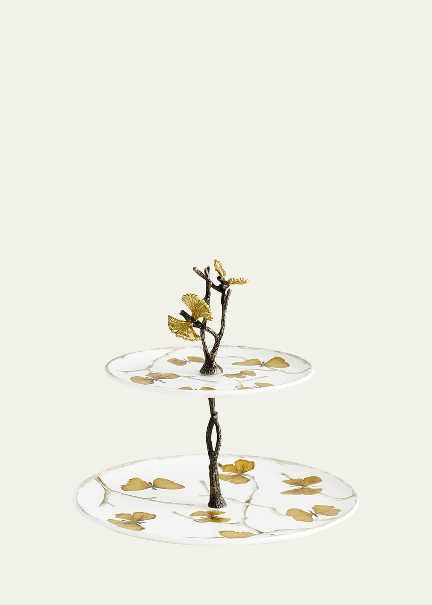 Michael Aram Two-tier Butterfly Ginkgo Porcelain Etagere In Multi