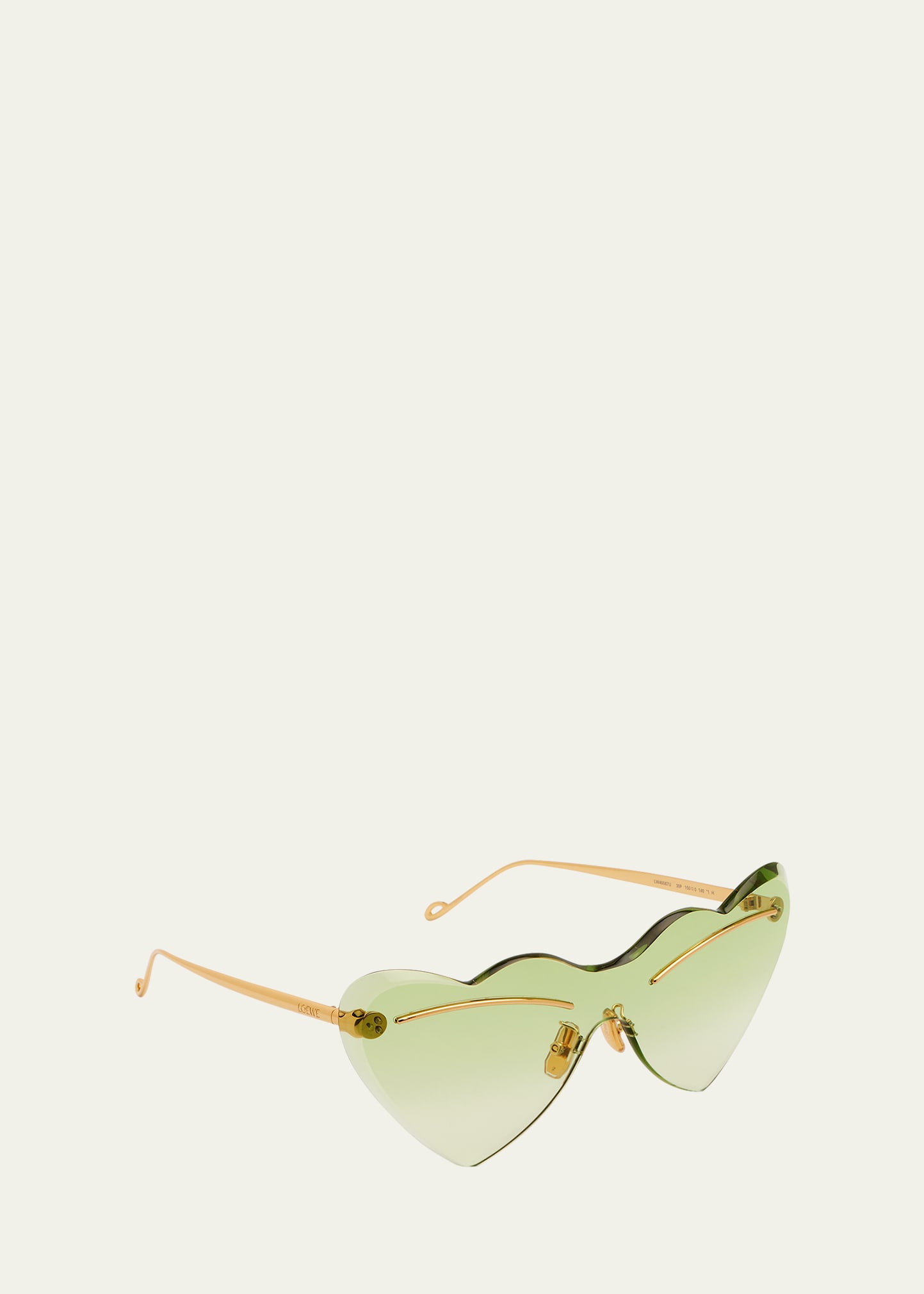 Loewe Heart-shaped Metal Cat-eye Sunglasses In Green / Gold