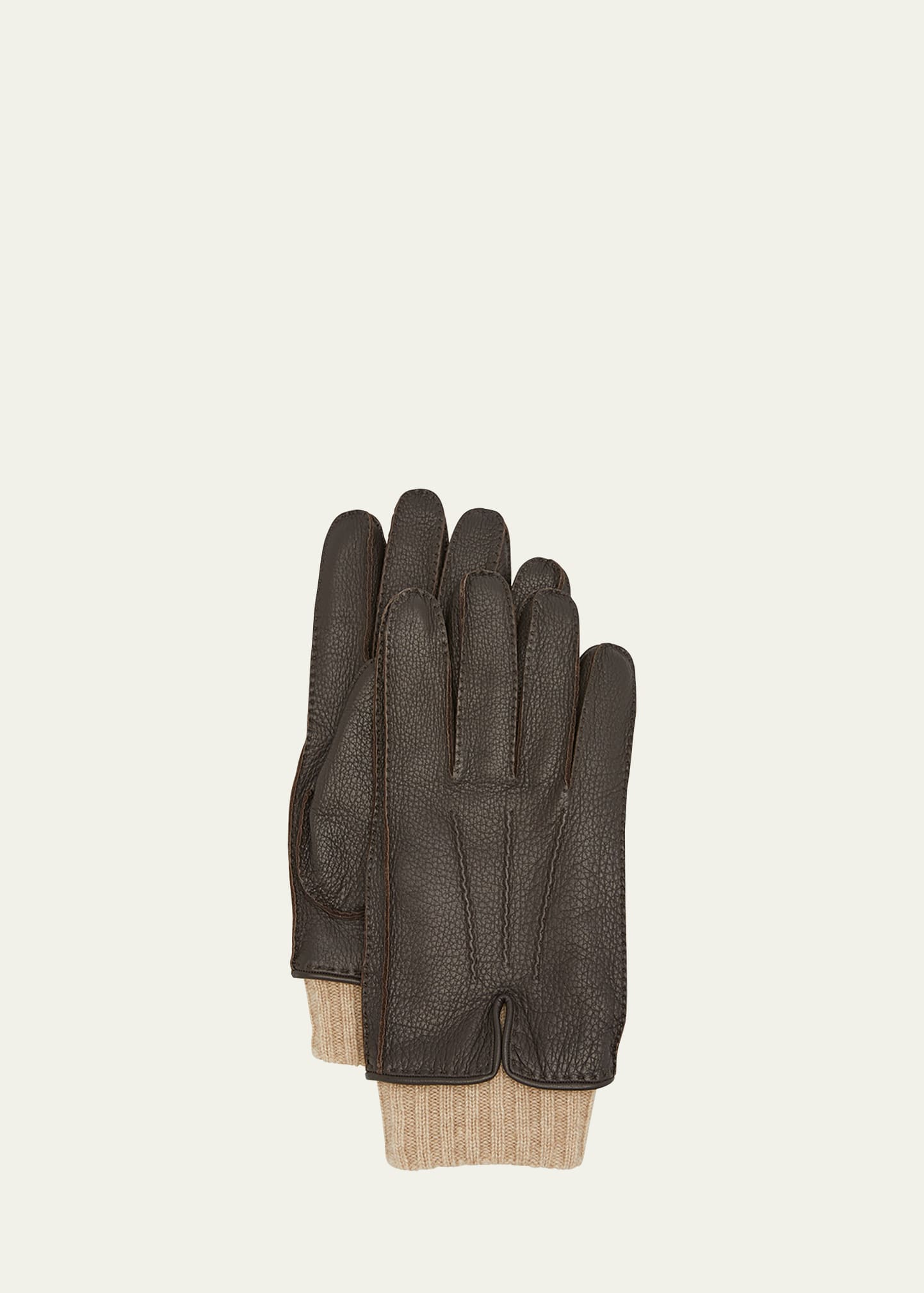 Shop Loro Piana Men's Guanto Leather Gloves In Very Dark Brown