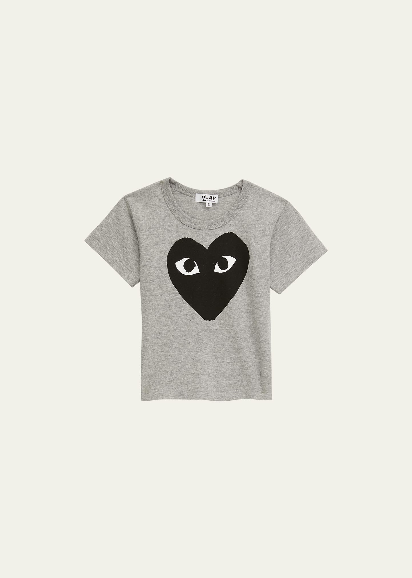 Comme Des Garçons Kid's Heart Logo-print T-shirt In Grey