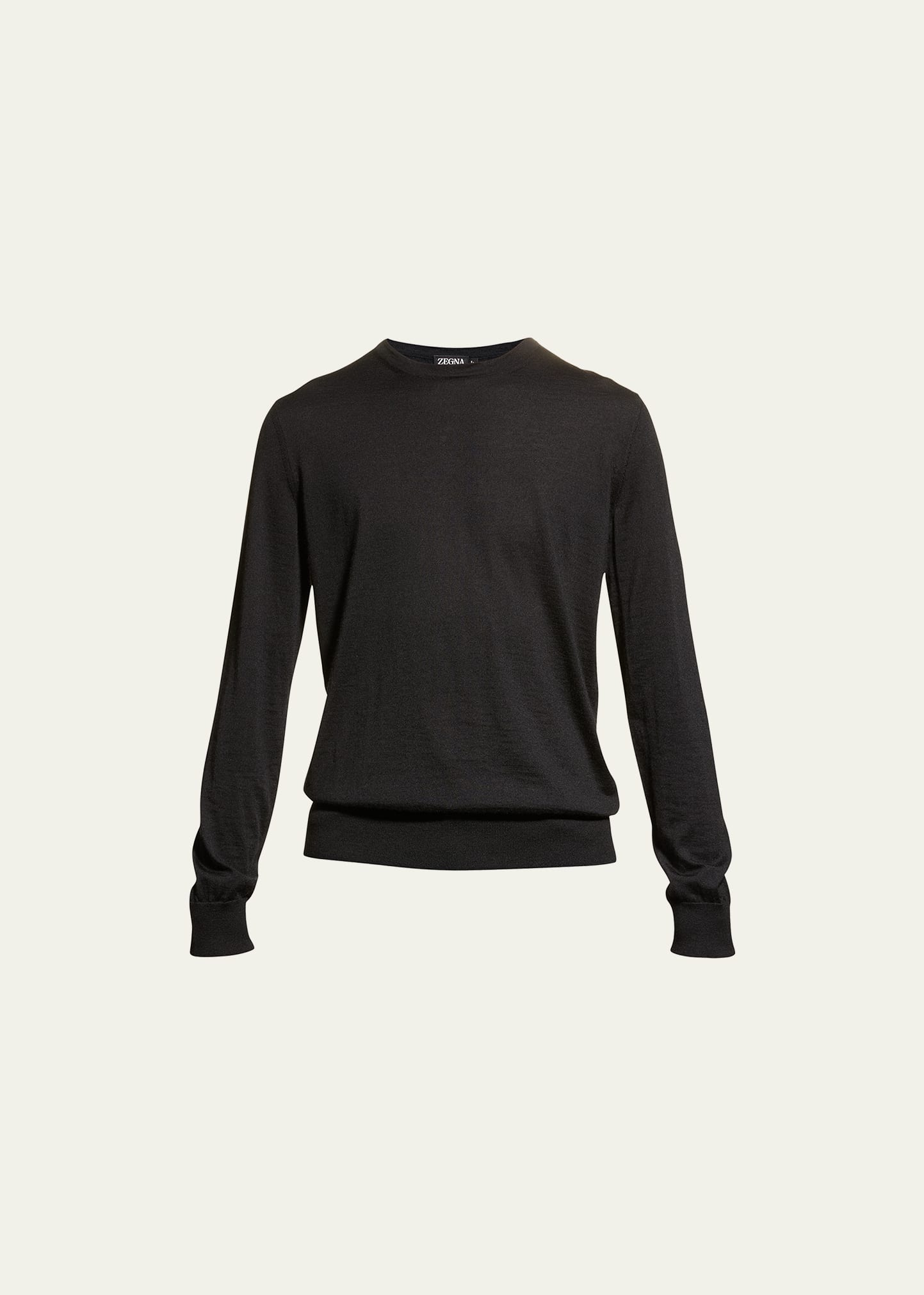Zegna Men's Cashmere Crewneck Sweater In Black Solid