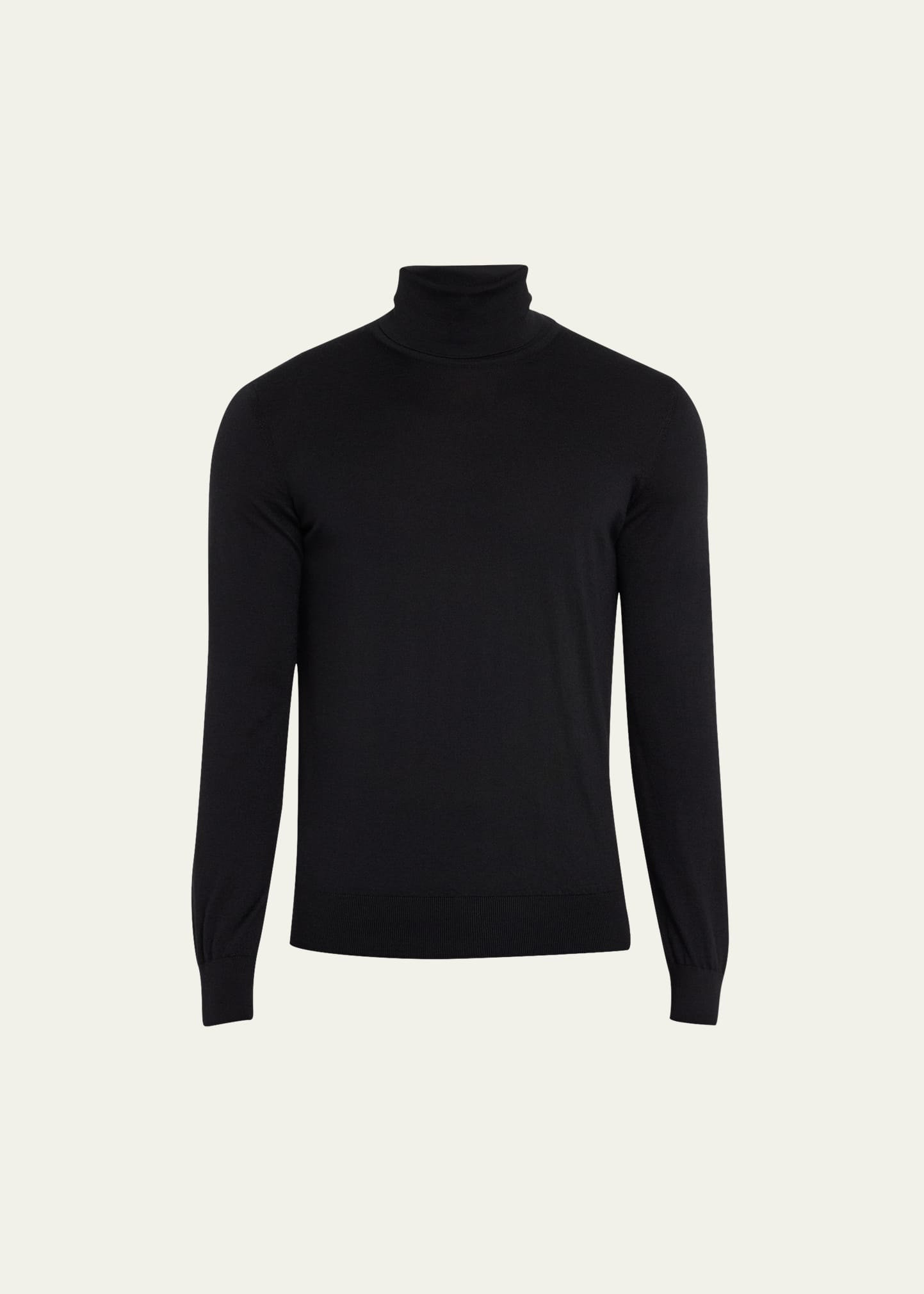 Zegna Men's Cashmere-silk Turtleneck Sweater In Black Solid