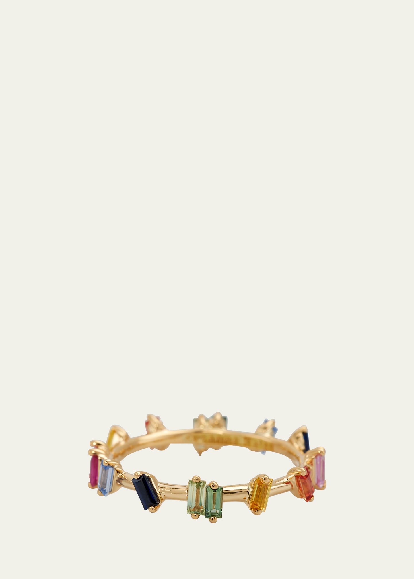 Suzanne Kalan 18kt Yellow Gold Sapphire Rainbow Firework Band Ring In Yg