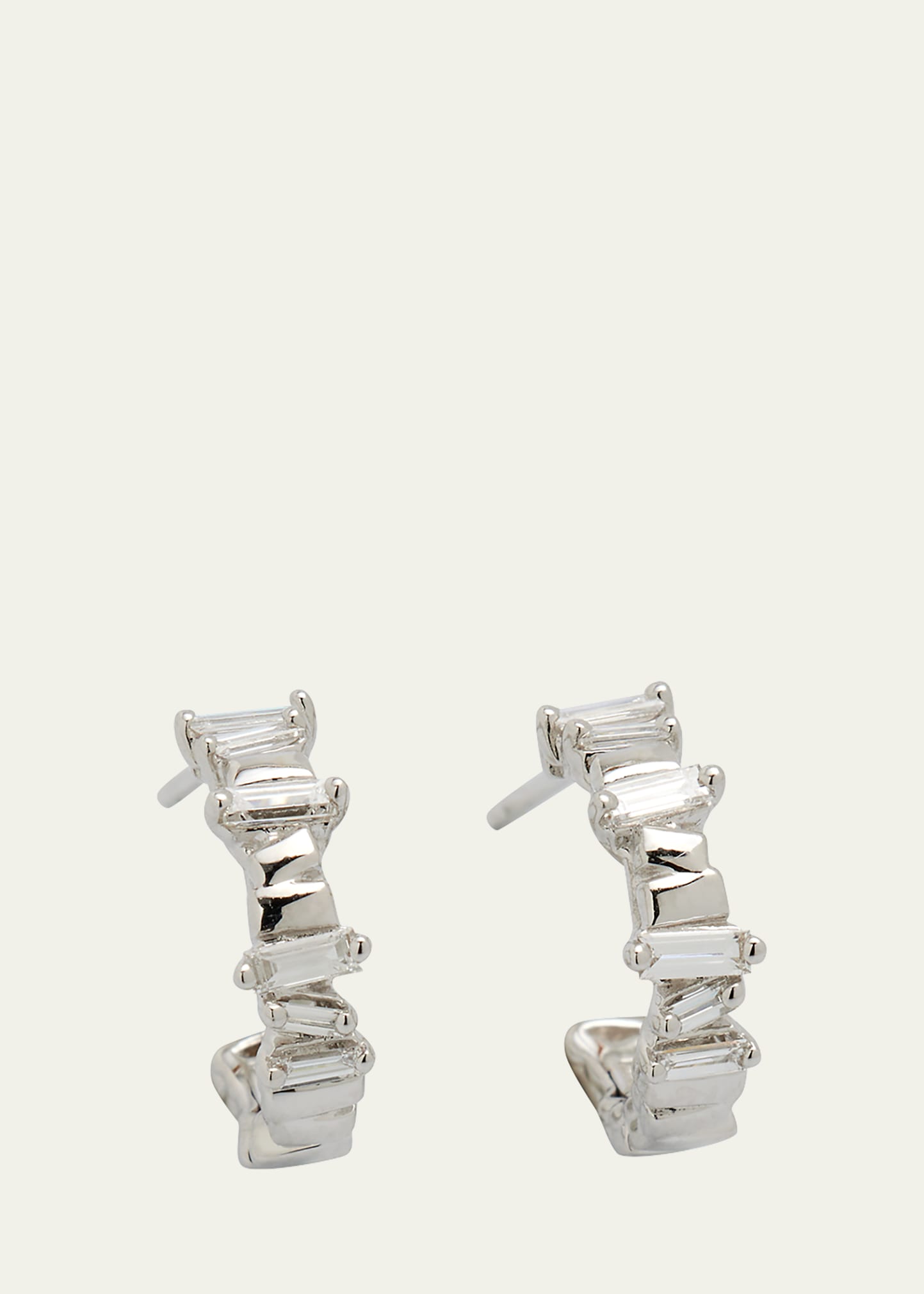 Suzanne Kalan 18kt White Gold And Diamond Hoop Earrings In Wg