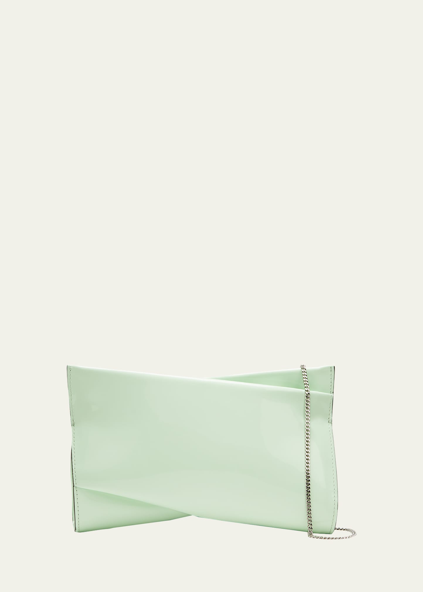Christian Louboutin Loubitwist Small Patent Clutch Bag In Studio Green