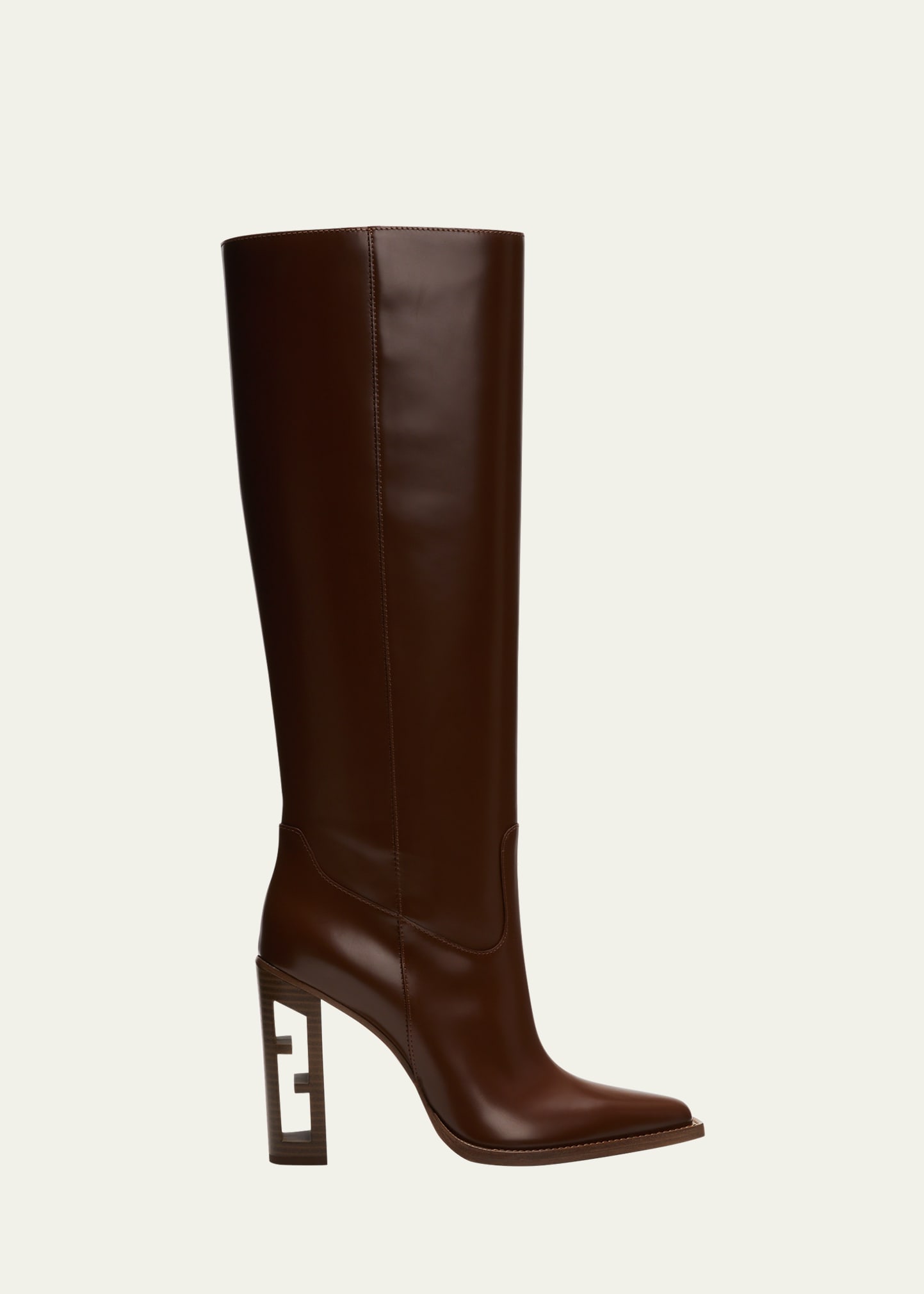 Fendi Vitello Leather Knee Boots