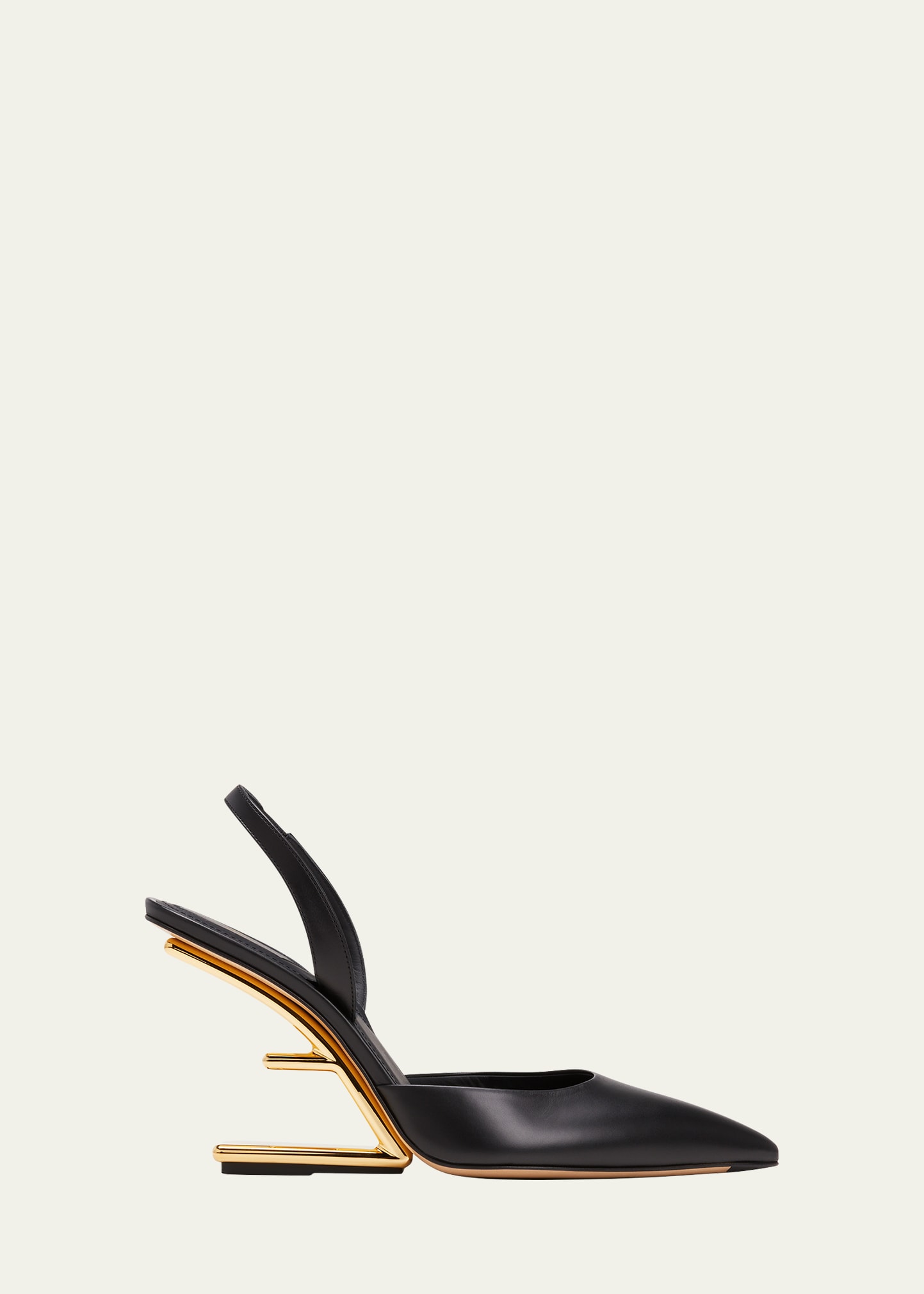 Fendi Black Leather High-heeled Slingbacks In Black