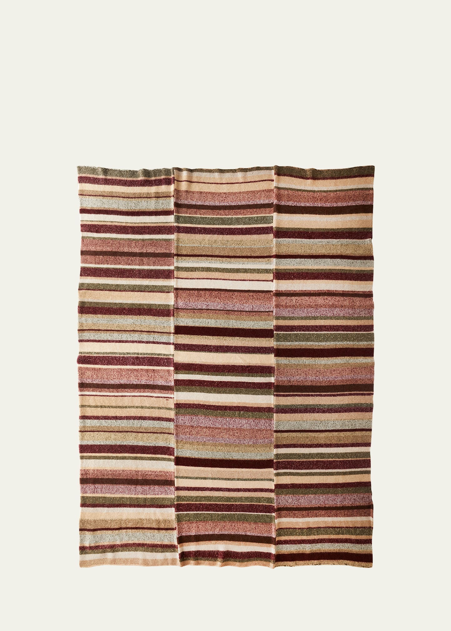The Elder Statesman Cashmere Stripe Super Soft Blanket In Khkmrnol
