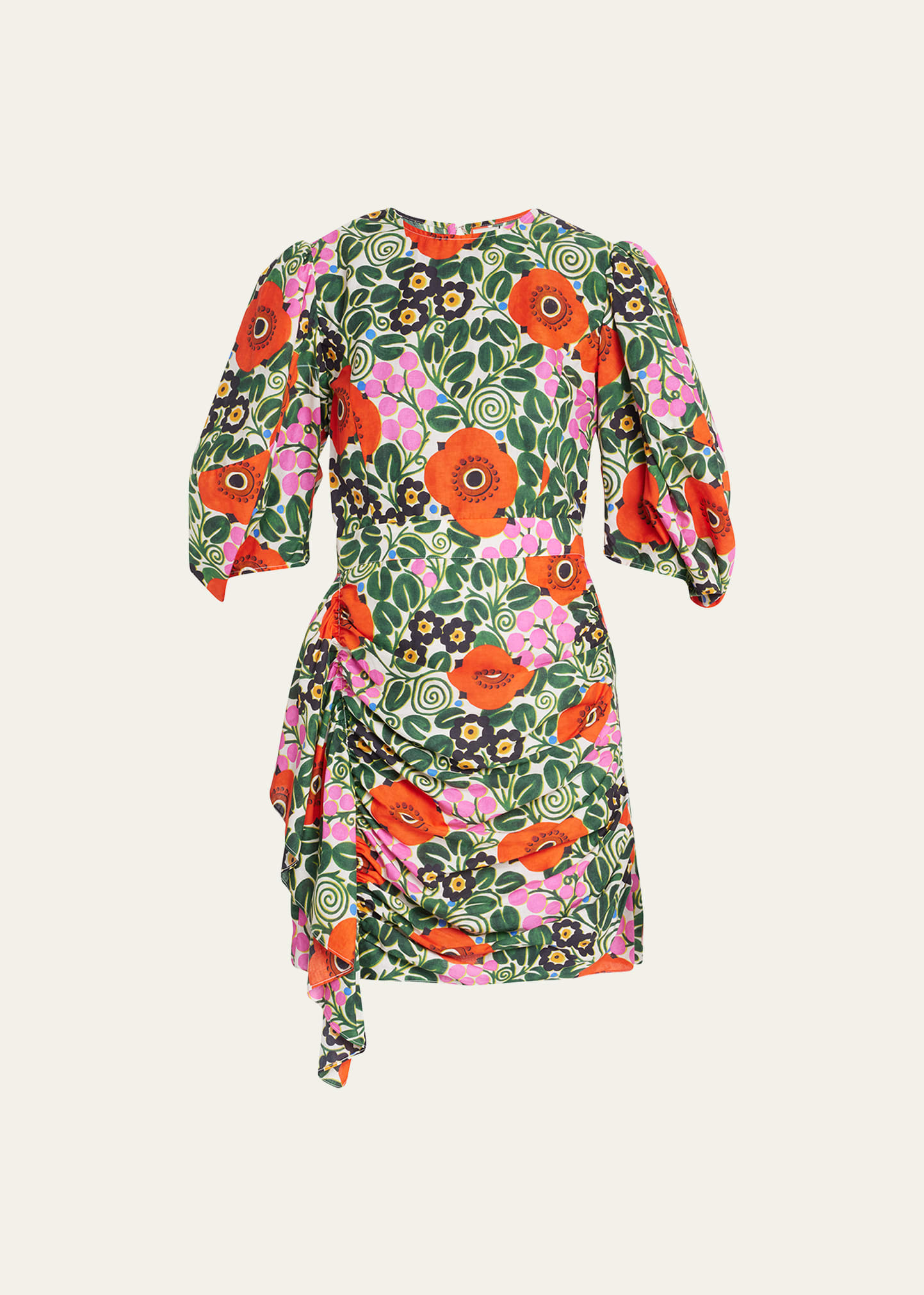 Rhode Pia Floral Print Cotton Mini Dress In Aura Blossom