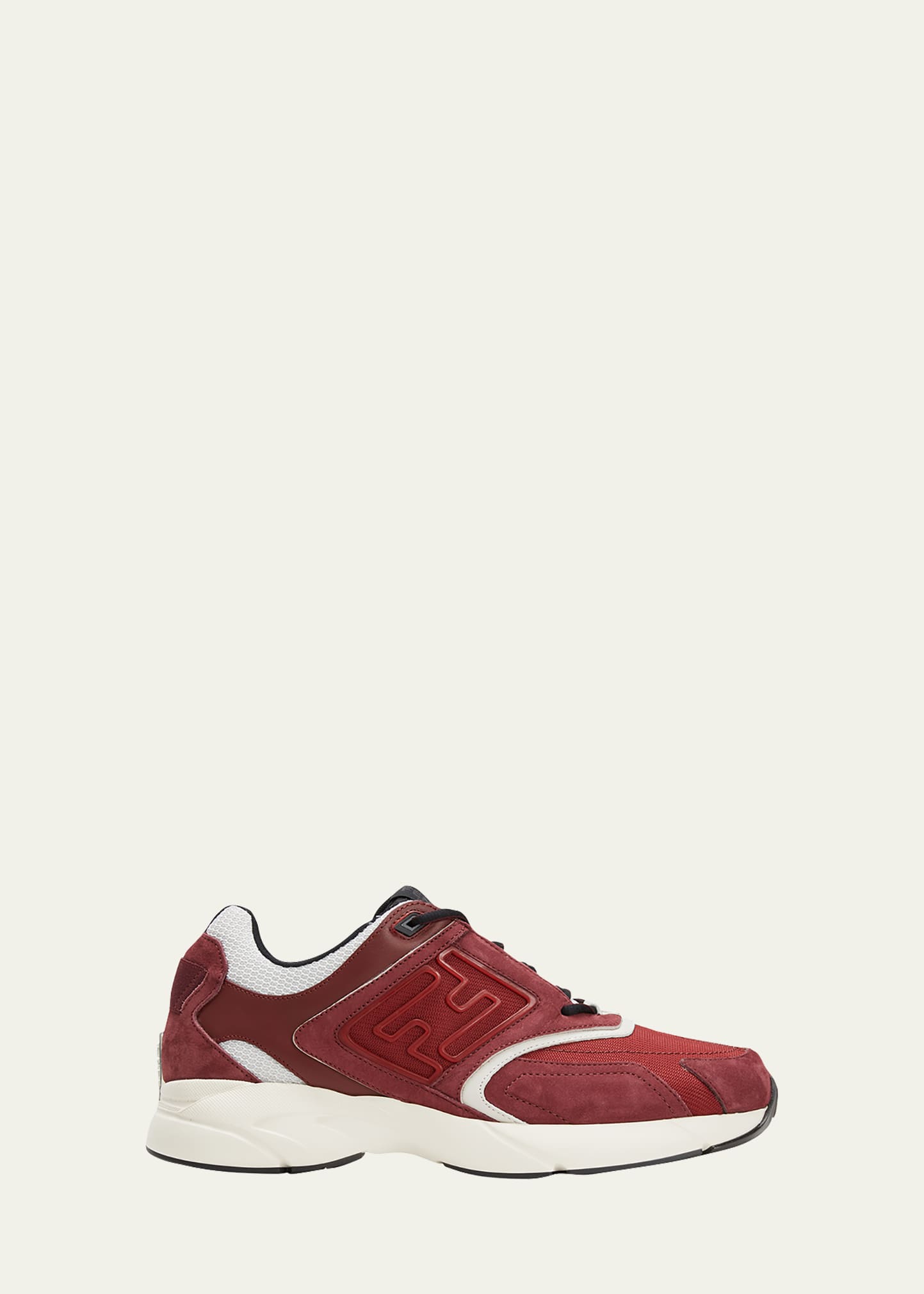 Fendi Men's Ff-logo Textile Runner Sneakers In Red/white