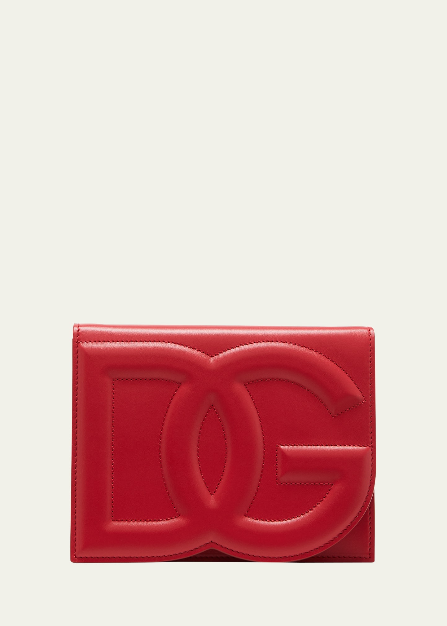 Dolce & Gabbana Dg Logo Flap Leather Shoulder Bag In Bianco Otti