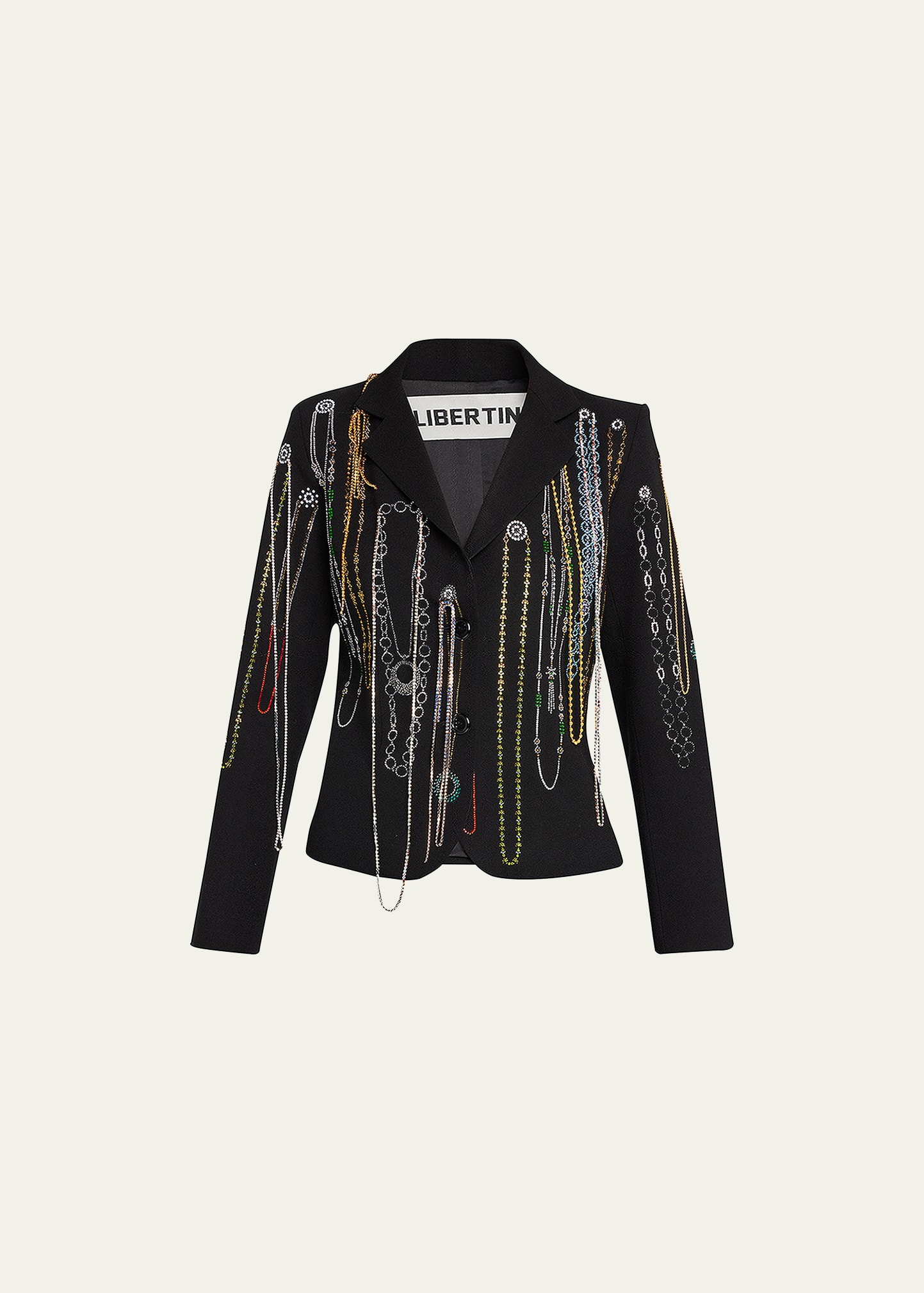 Libertine Necklace Gallery Clean Short Jacket W/ Crystal Embellishments In Black