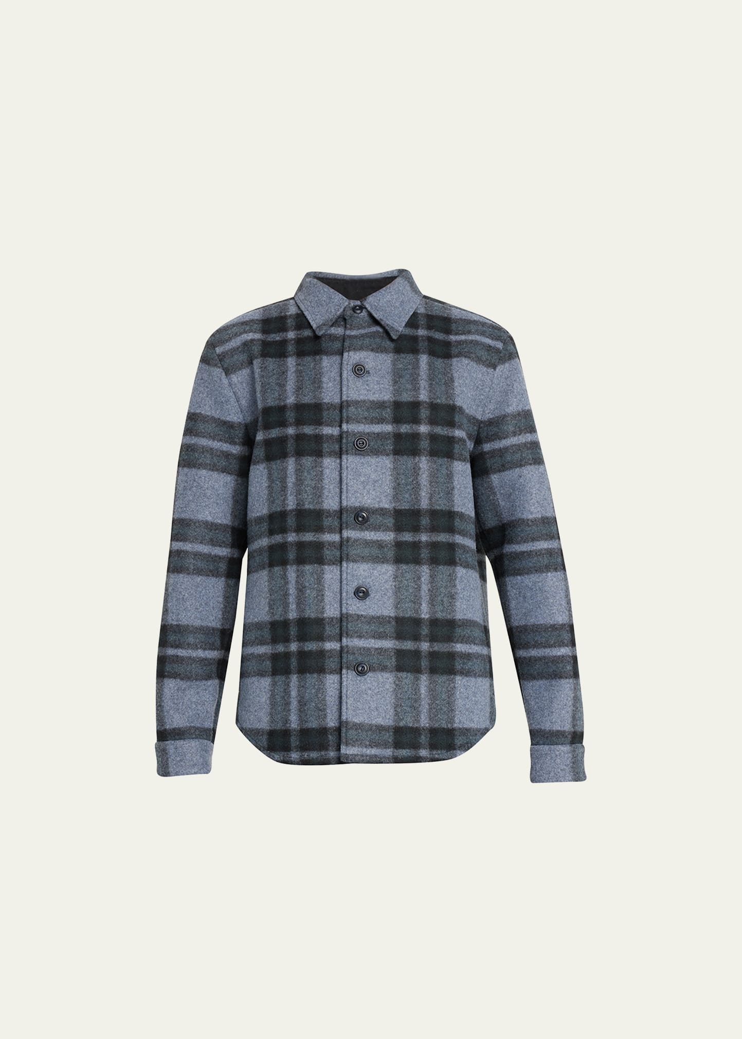 Men's Heavy Knit Plaid Shirt Jacket