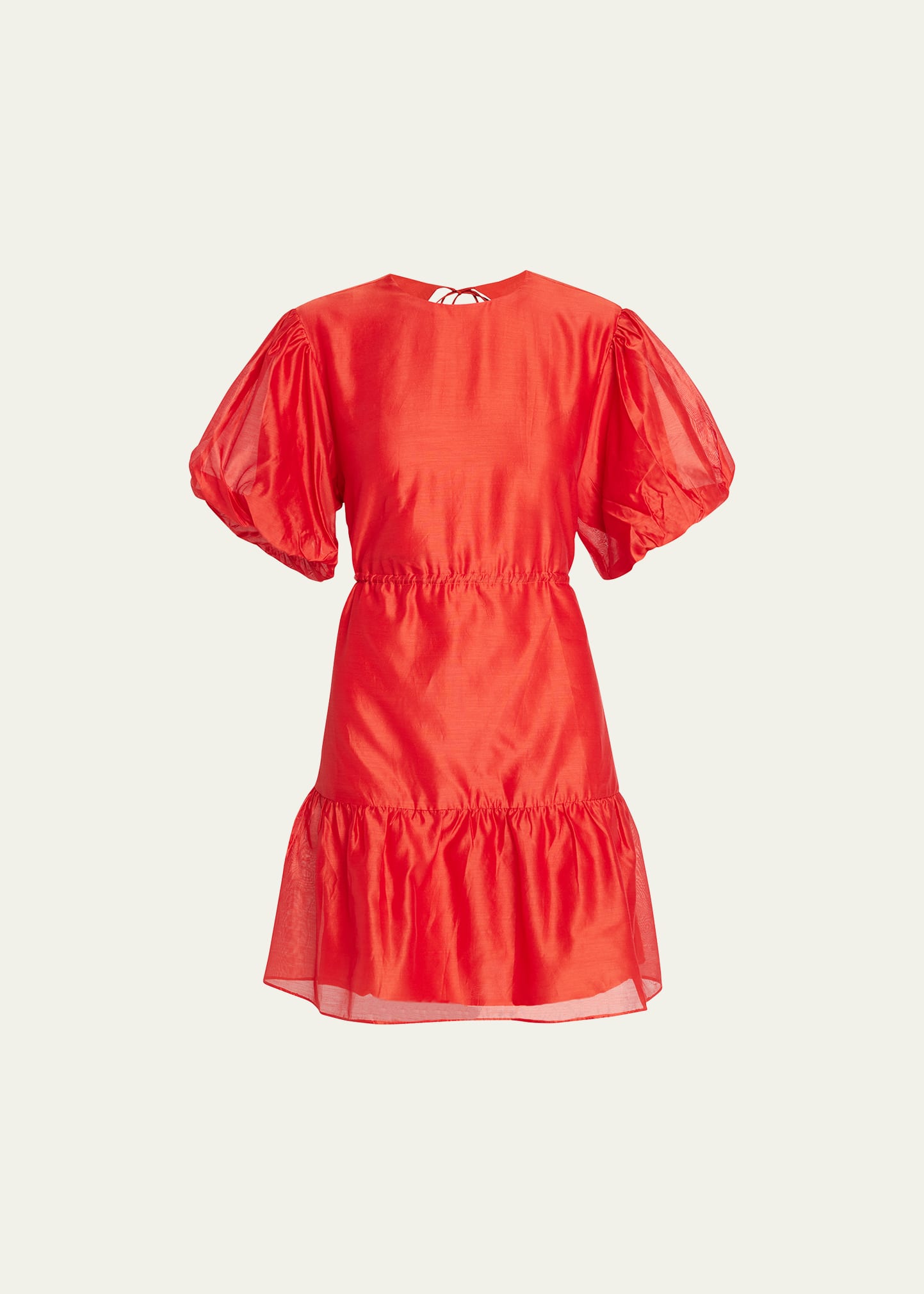 SIR Lucelia Puff-Sleeve Silk-Cotton Mini Dress