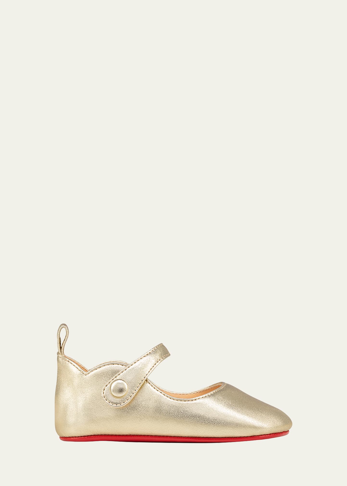 Christian Louboutin Girl's Love Chick Metallic Leather Ballerina Shoes, Baby In Platine
