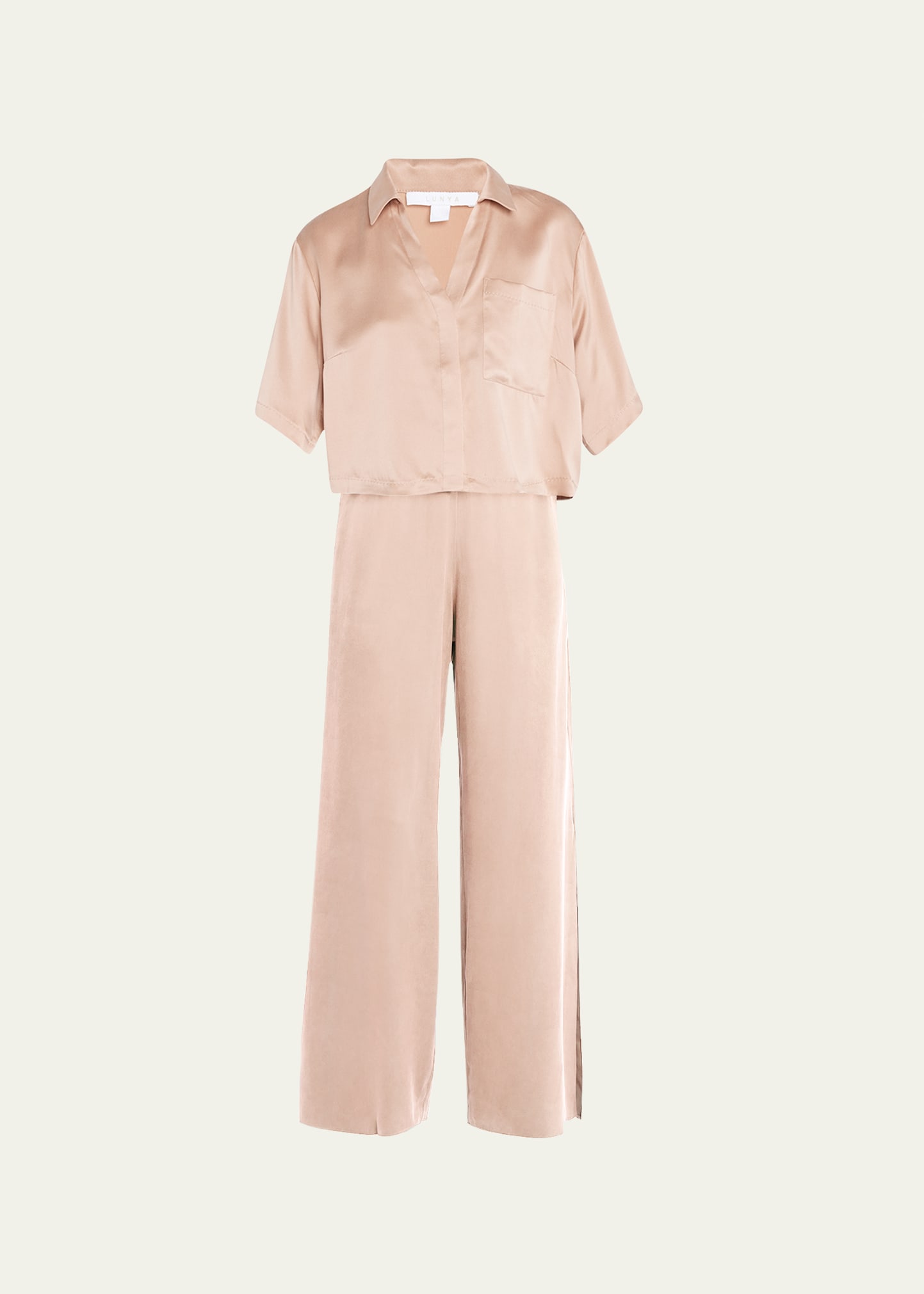 Lunya Washable Silk High-rise Pant Set In Otium Tan