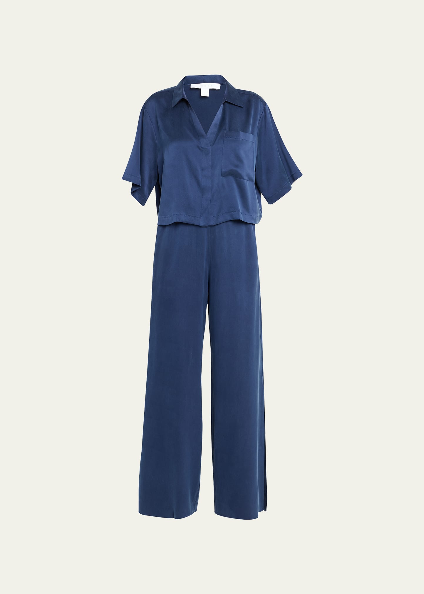 Lunya Washable Silk High-rise Pant Set In Deep Blue