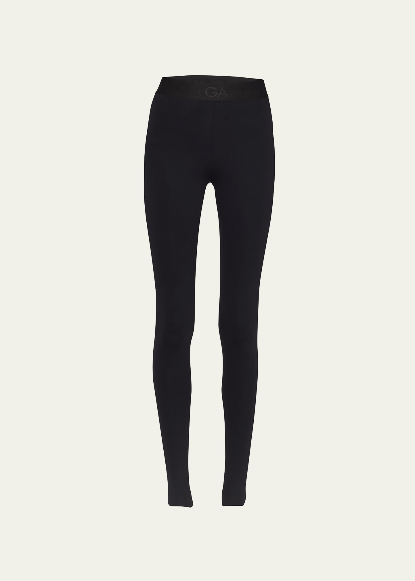 Dolce & Gabbana Technical Jersey Leggings With Branded Elastic In Black
