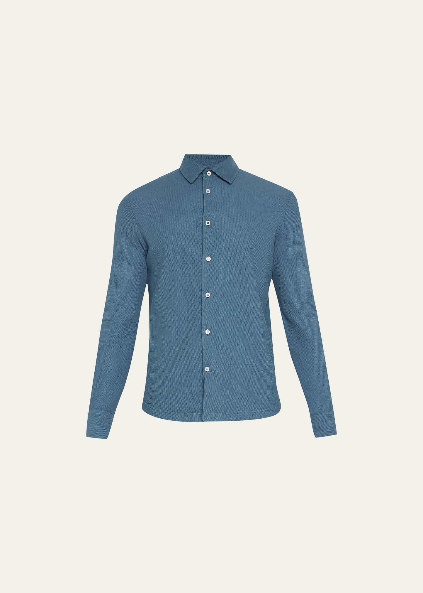 Loro Piana Men's Slim-fit Cotton Piqué Sport Shirt In Oxford Gray