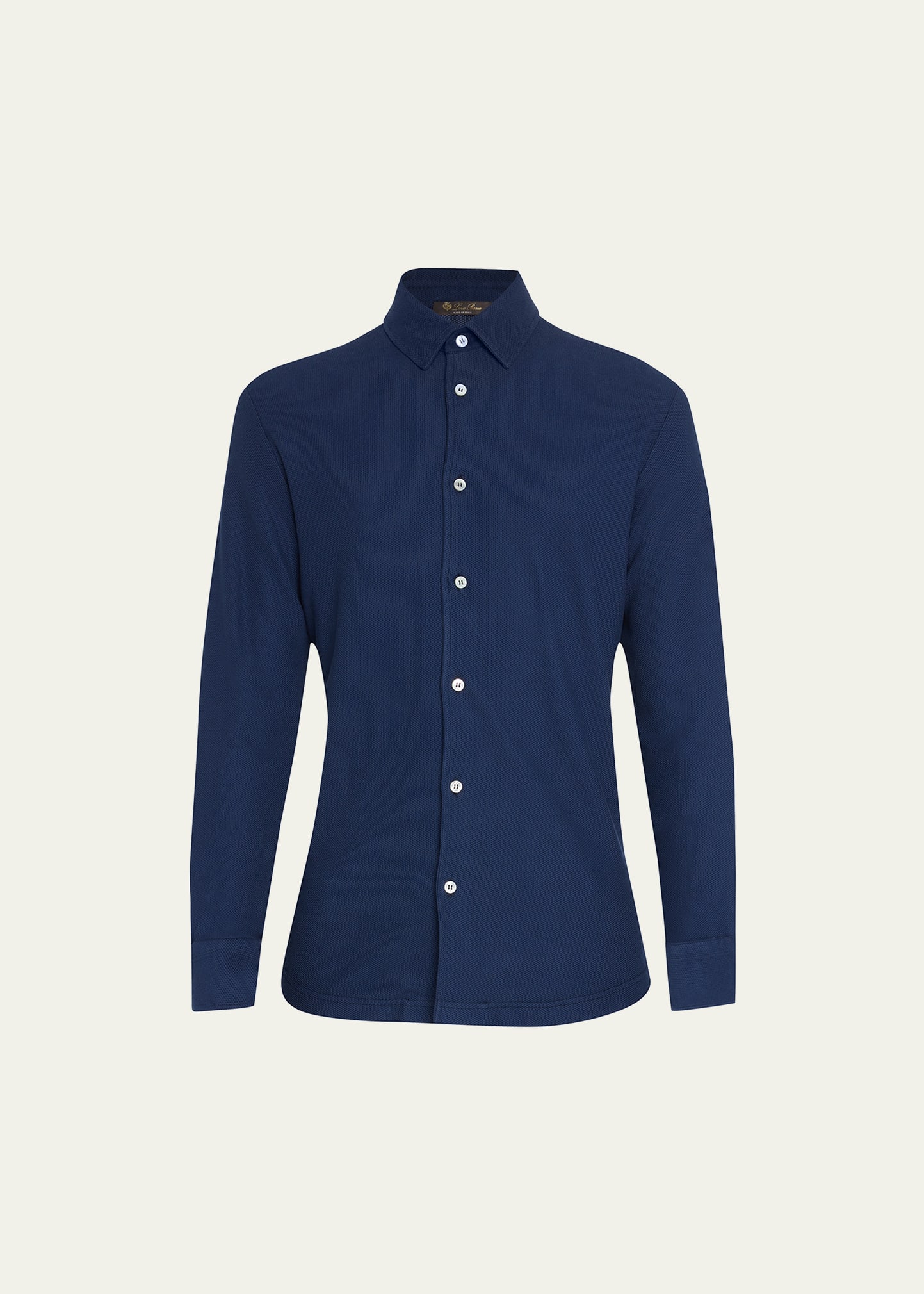 Shop Loro Piana Men's Slim-fit Cotton Piqué Sport Shirt In Ocean Blue