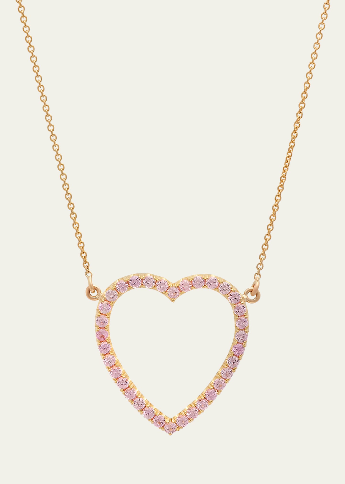 Pink Sapphire Open Heart Necklace