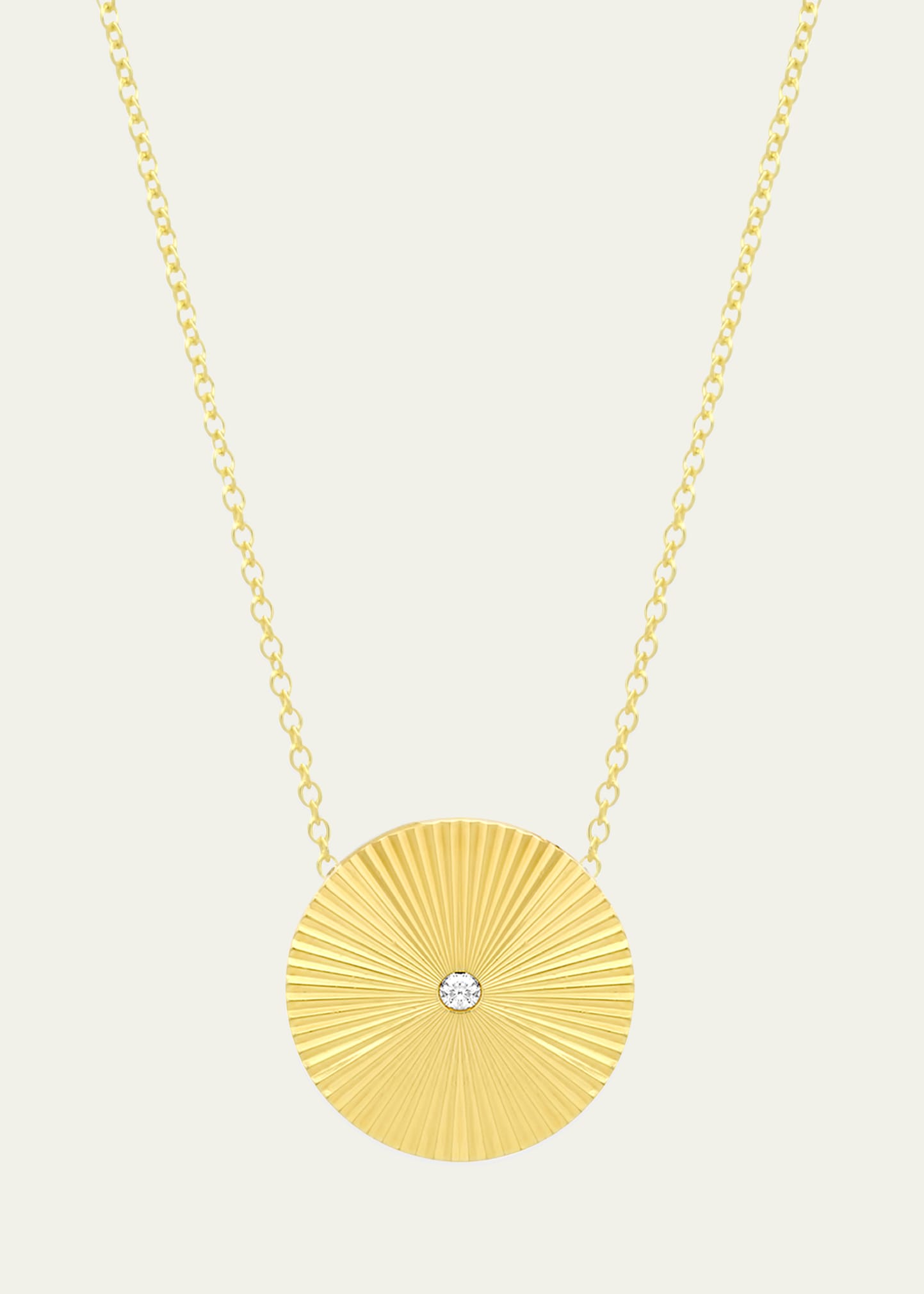 Jennifer Meyer Mini '70s Disc Necklace in 18K Gold and Diamond