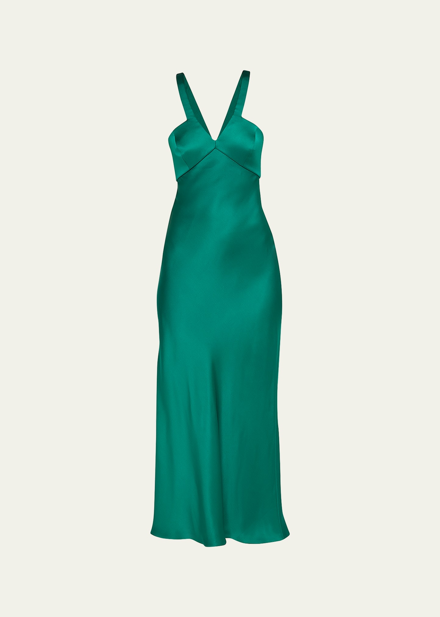 Shop Giorgio Armani Silk V-neck Dress In Solid Medium Gree