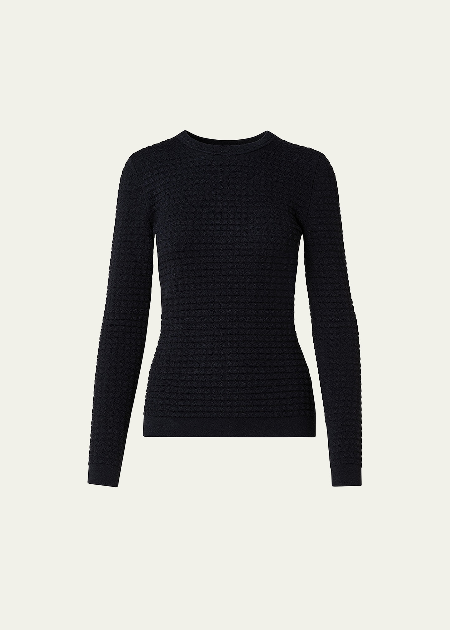 Trapezoid Grid Jacquard Wool Sweater