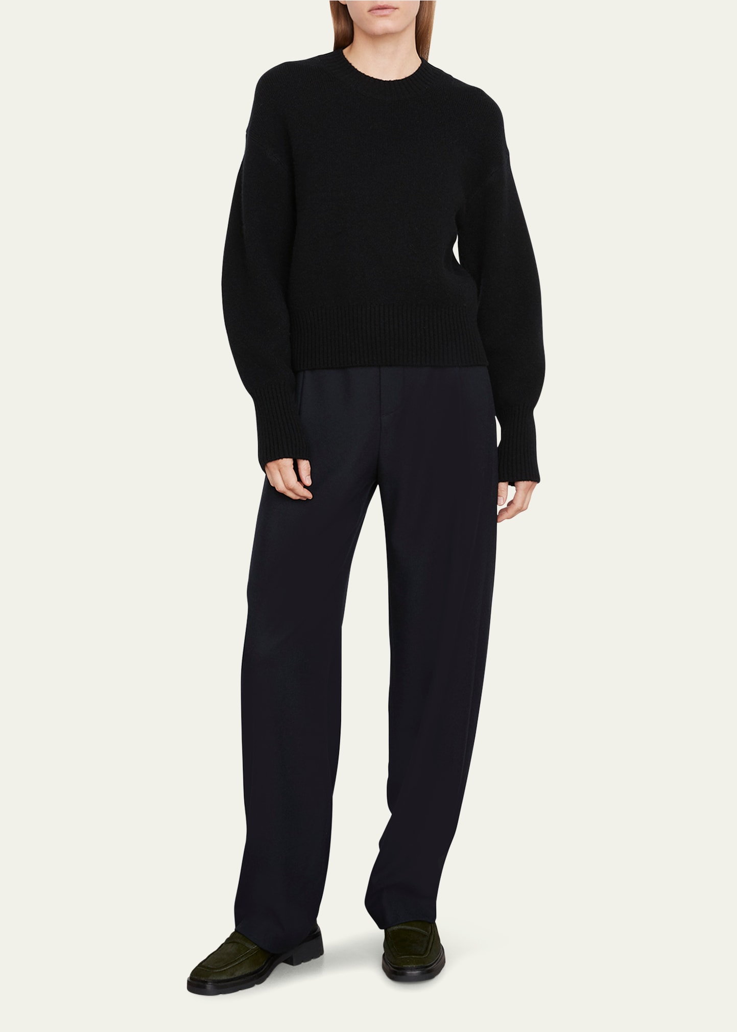 Vince Wide-sleeve Wool-cashmere Sweater In Black