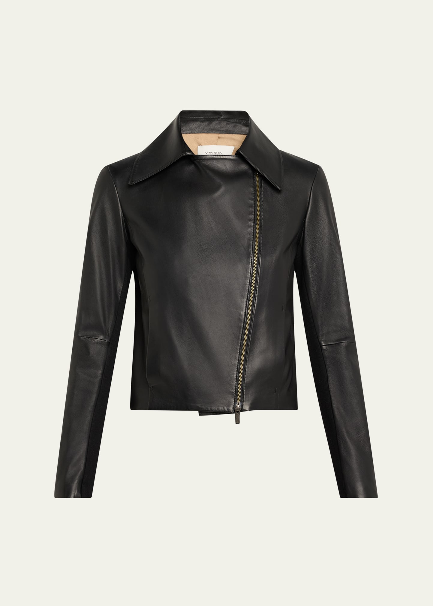 Vince Leather Zip-front Jacket In Black