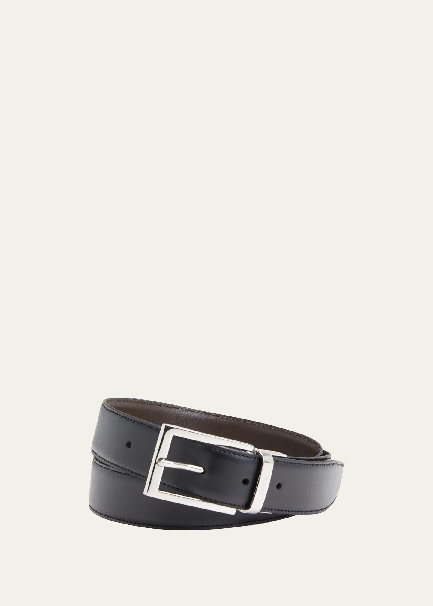 Zegna Men's Reversible Adjustable Leather Belt In Blk Sld