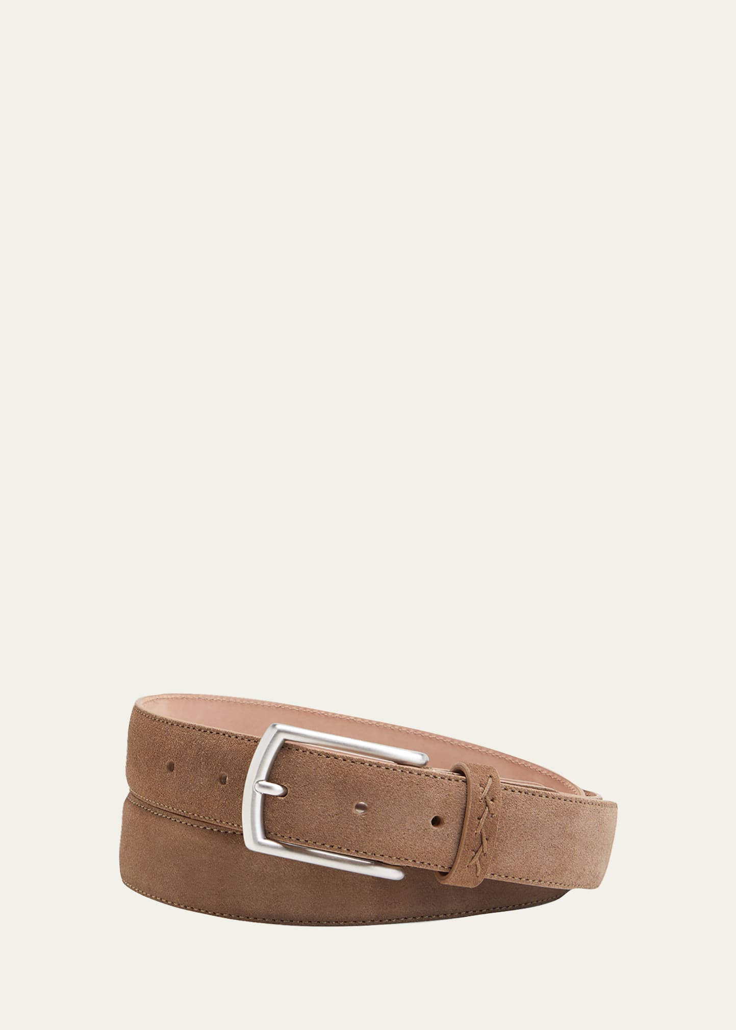 Zegna 3cm Suede Belt In Neutrals