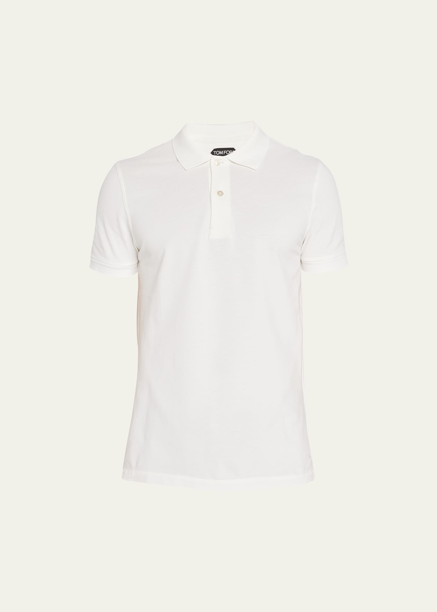 Shop Tom Ford Men's Cotton Piqué Polo Shirt In Nat Sld