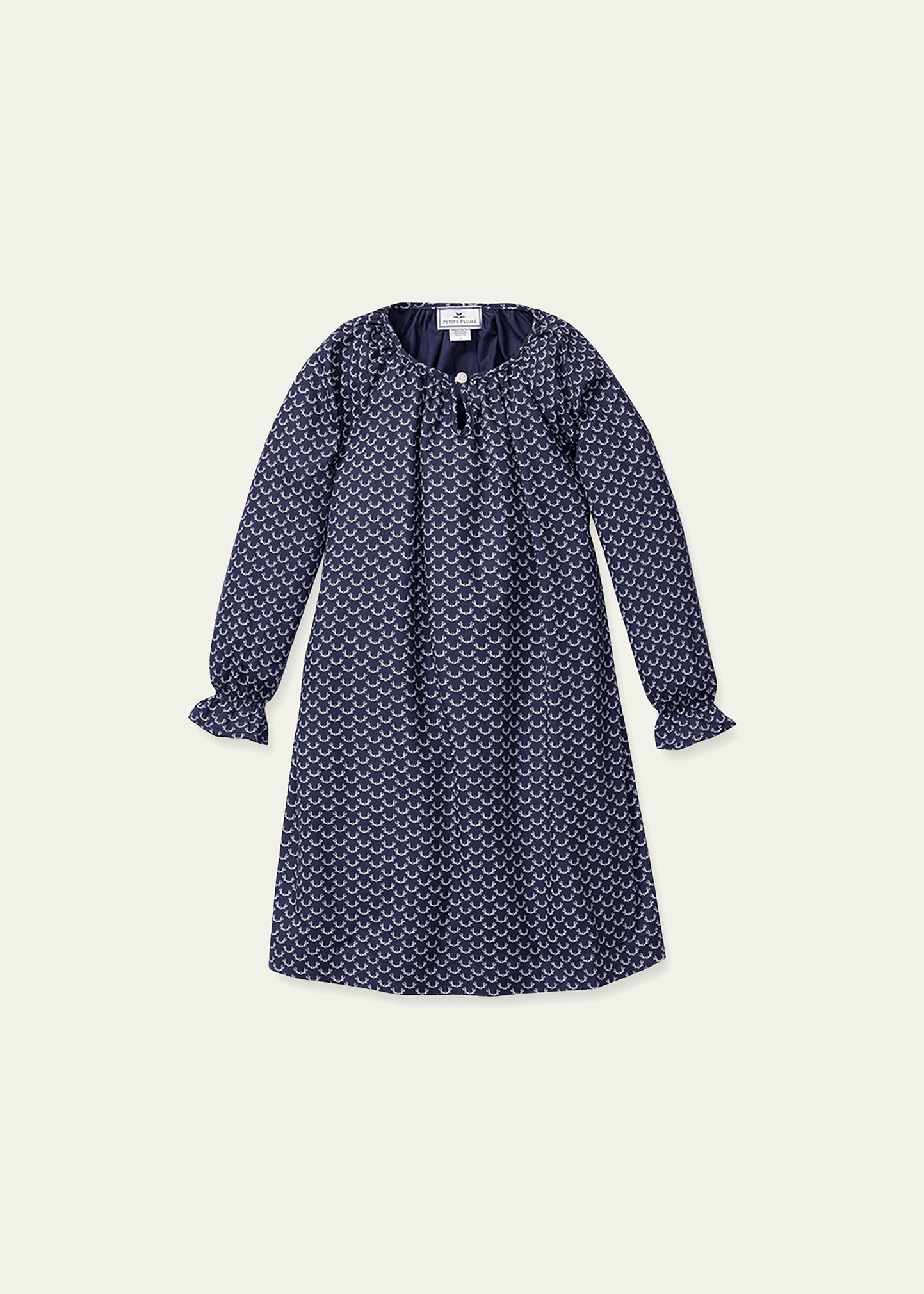 Shop Petite Plume Girl's Delphine Nordic Antlers Nightgown In Navy
