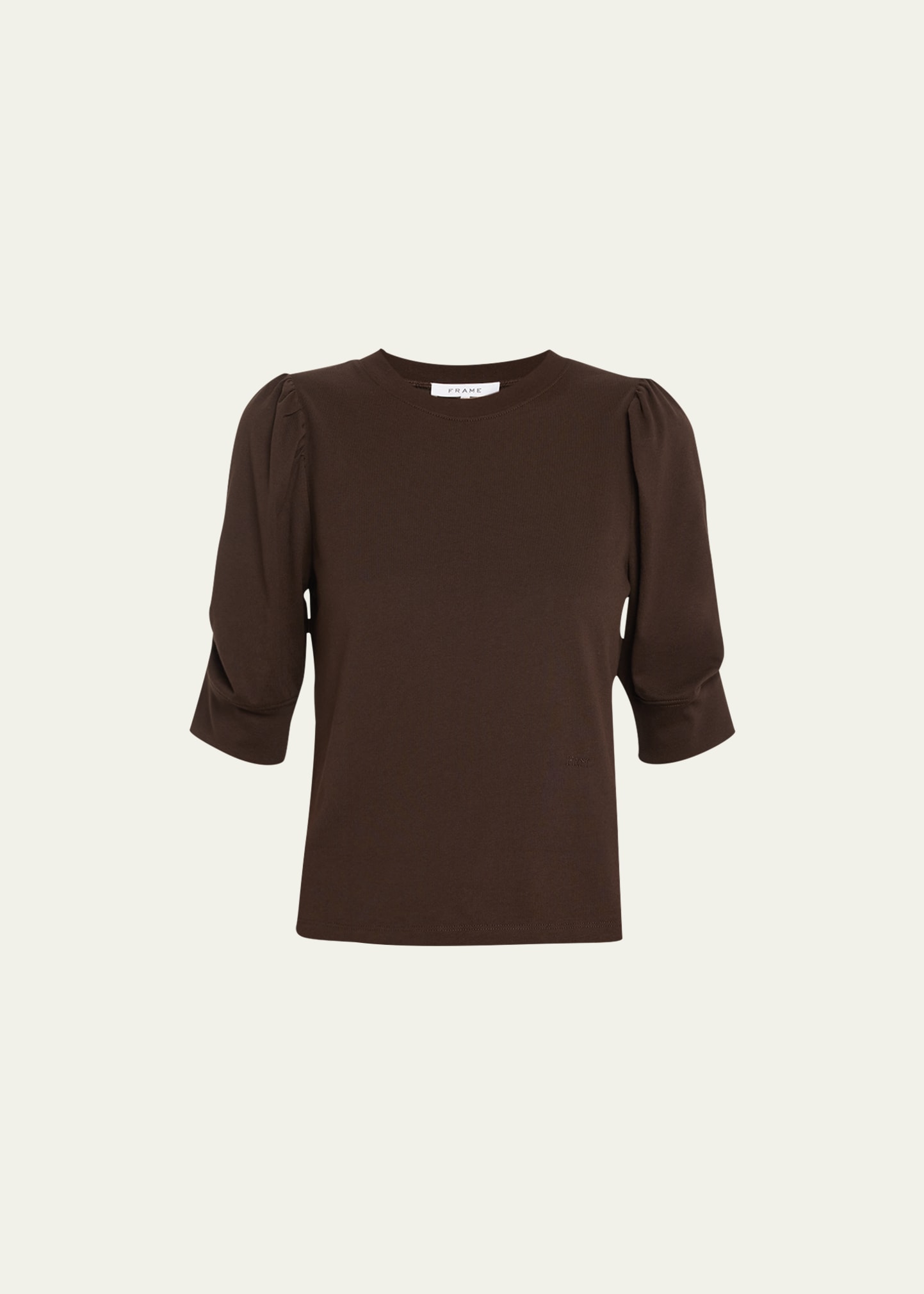 Frame Frankie Ruched Puff Sleeve Tee In Espresso
