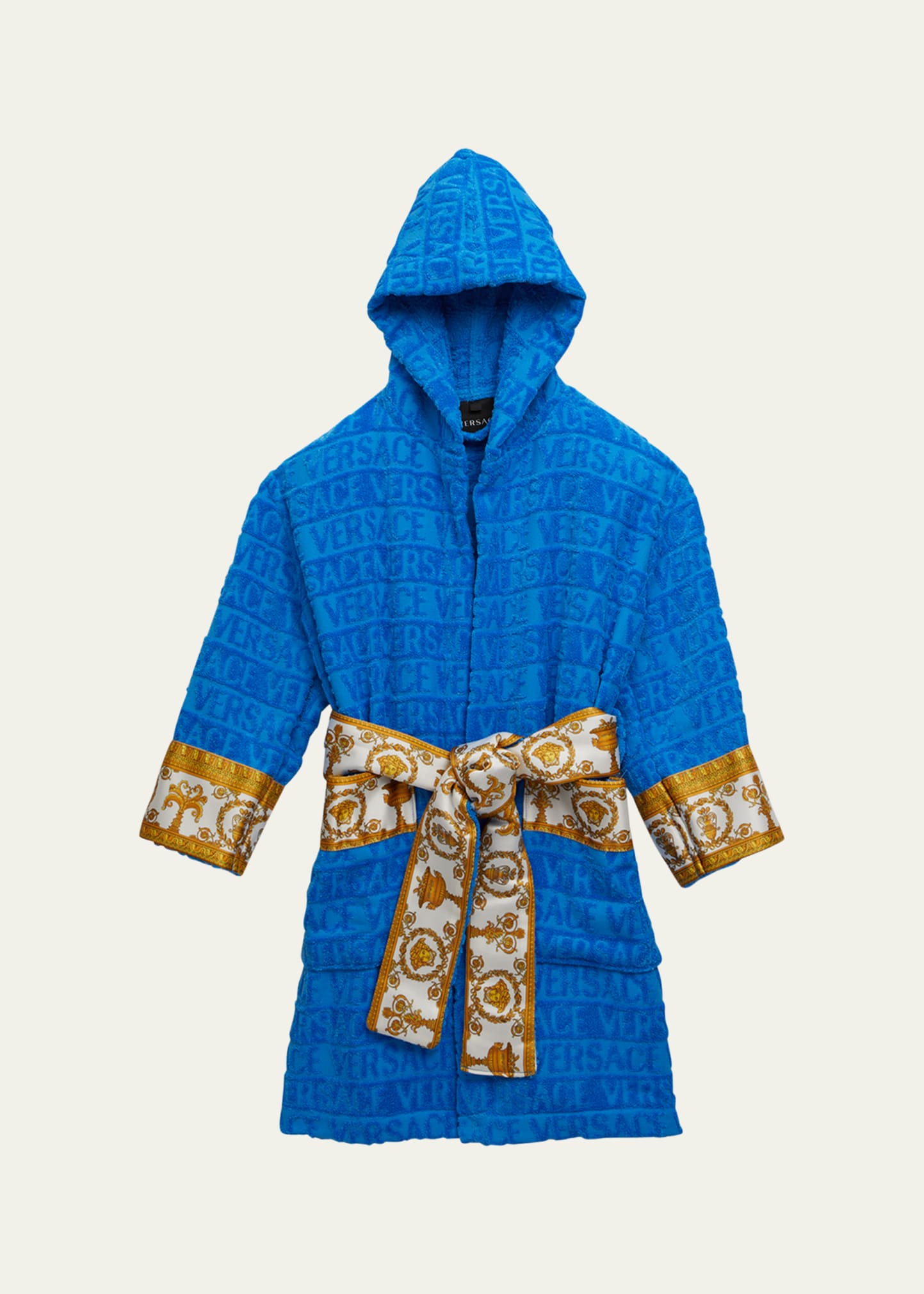 Versace Kid's Bath Robe In Baby Blue