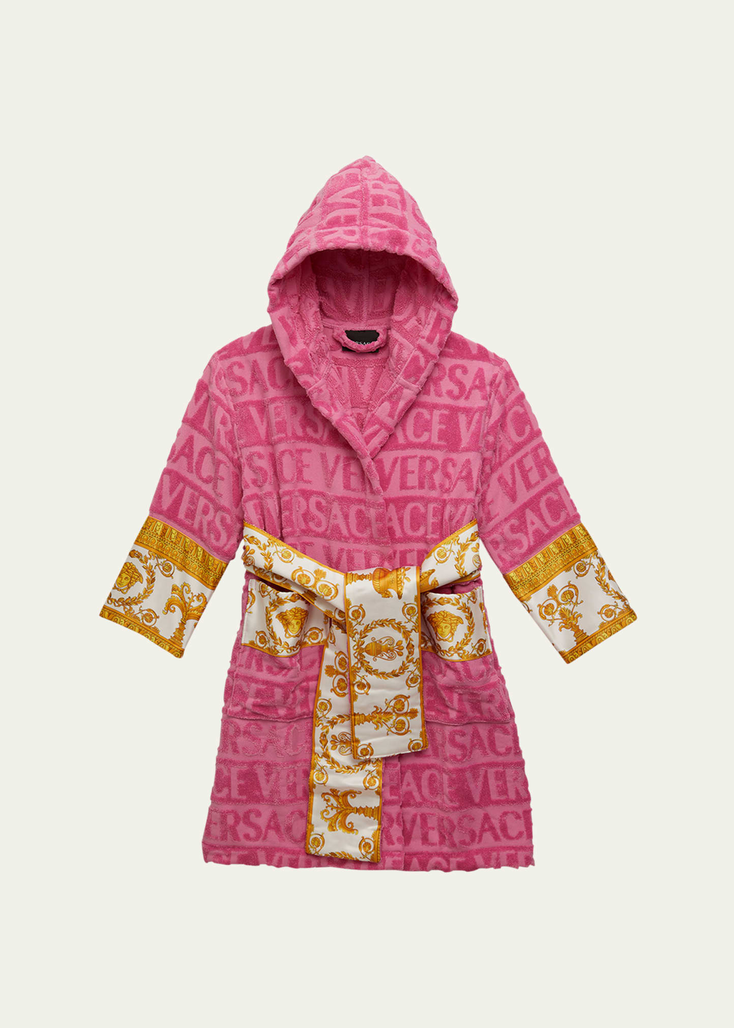 Shop Versace Kid's Bath Robe In Candy Pink