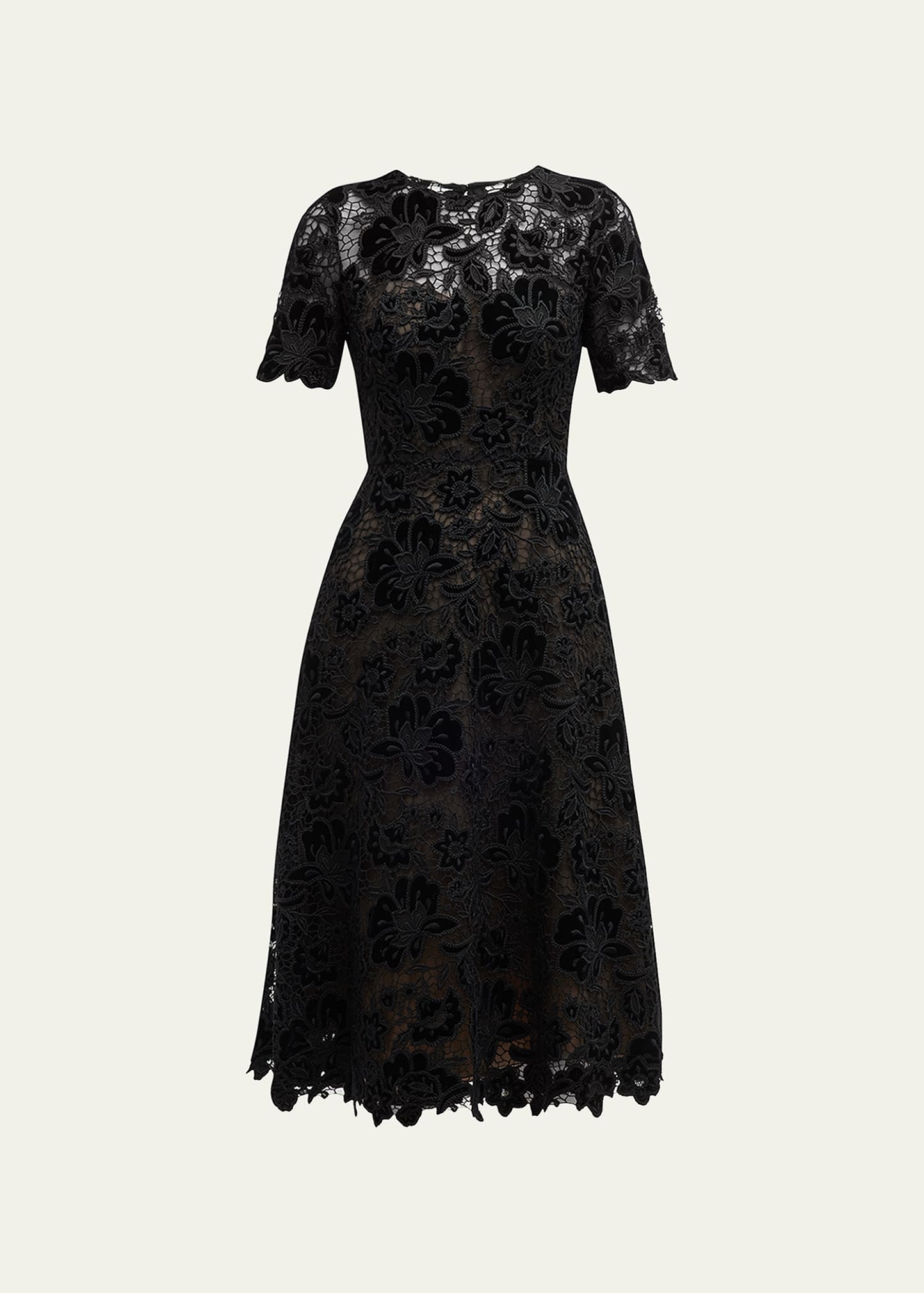 Floral Lace Scallop Midi Dress