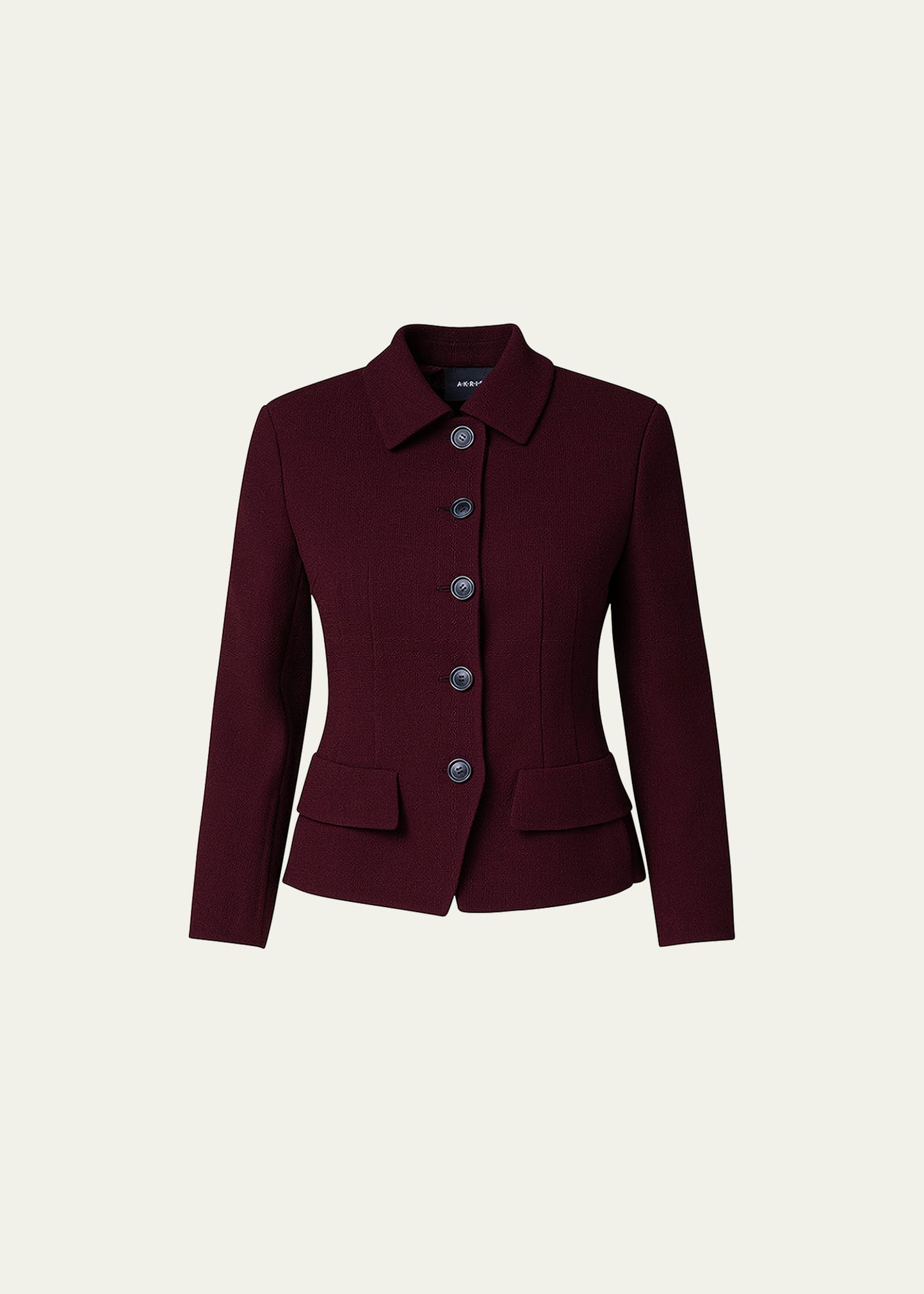 Akris Lea Three-quarter Short Wool Jacket In Burgundy