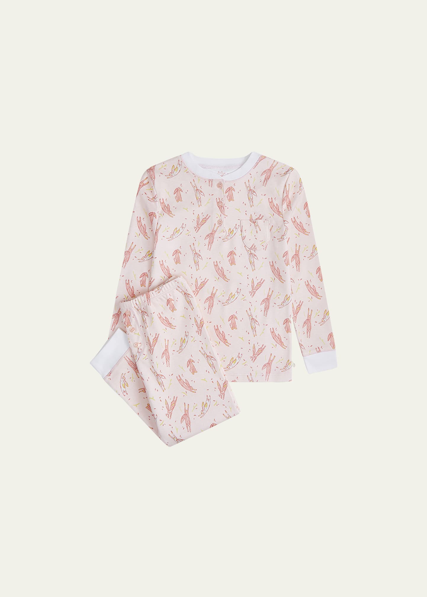 Marie Chantal Kid's Mini Little Bunny Pajama Set In Pink Print