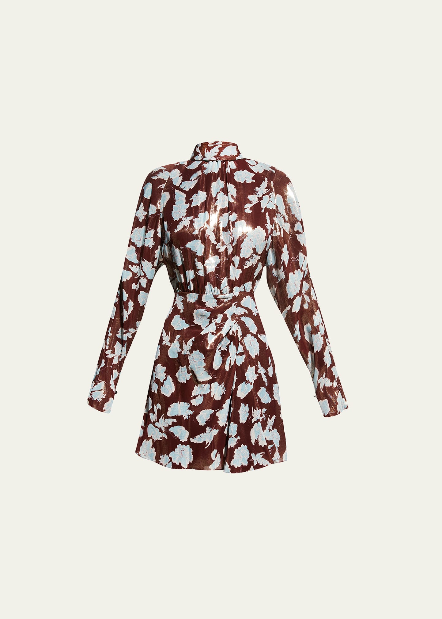 Shop Tanya Taylor Hannah Floral Silk Lame Mini Dress In Deep Brandy Multi