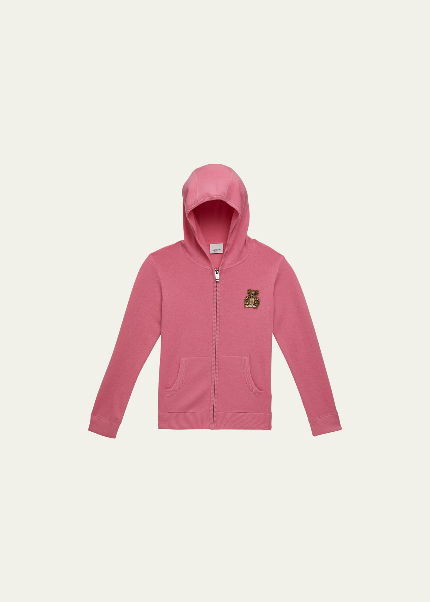 BURBERRY GIRL'S OTTO CASHMERE SILICONE PATCH HOODIE