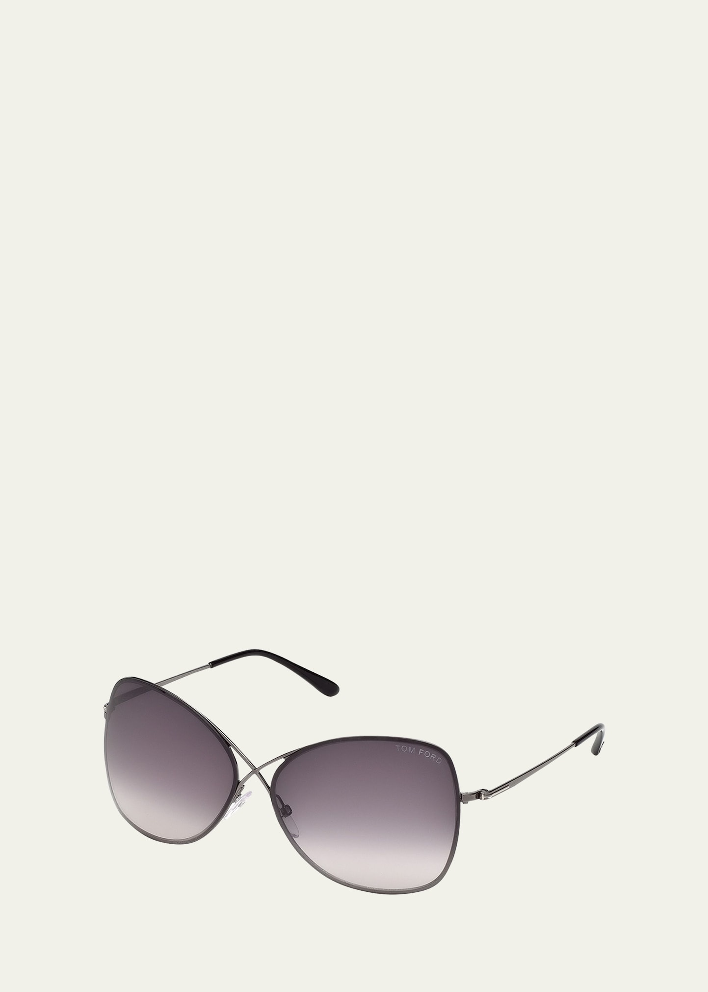 Shop Tom Ford Butterfly Metal Sunglasses In Gray