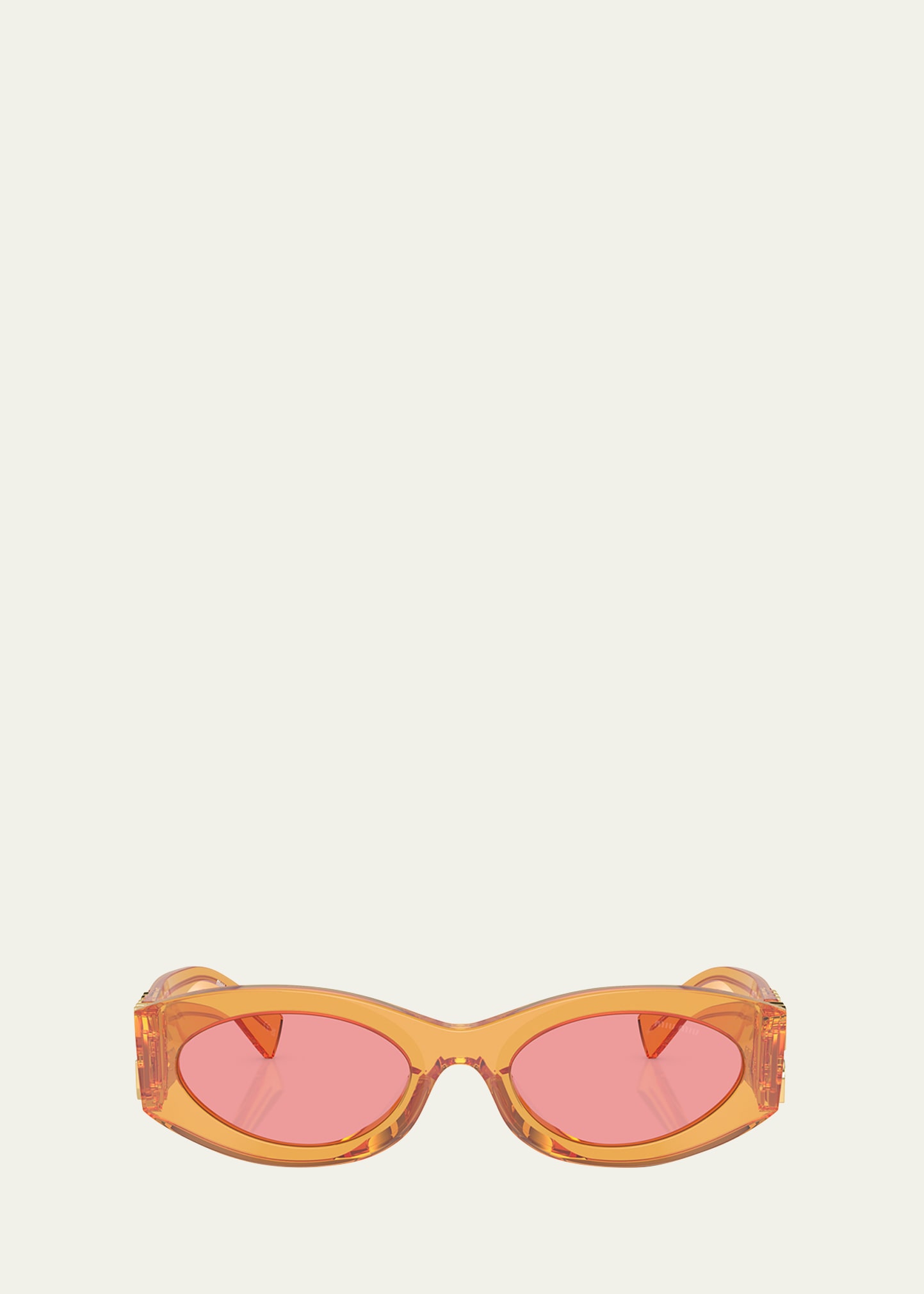 Miu Miu Logo Oval Acetate Sunglasses In Pink