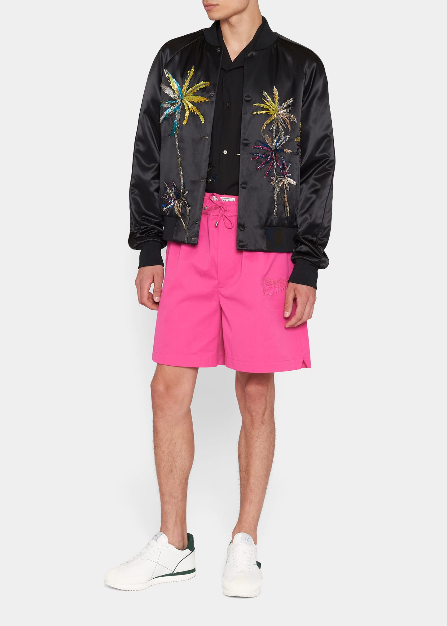 Men's Embroidered Crystal Palms Souvenir Jacket