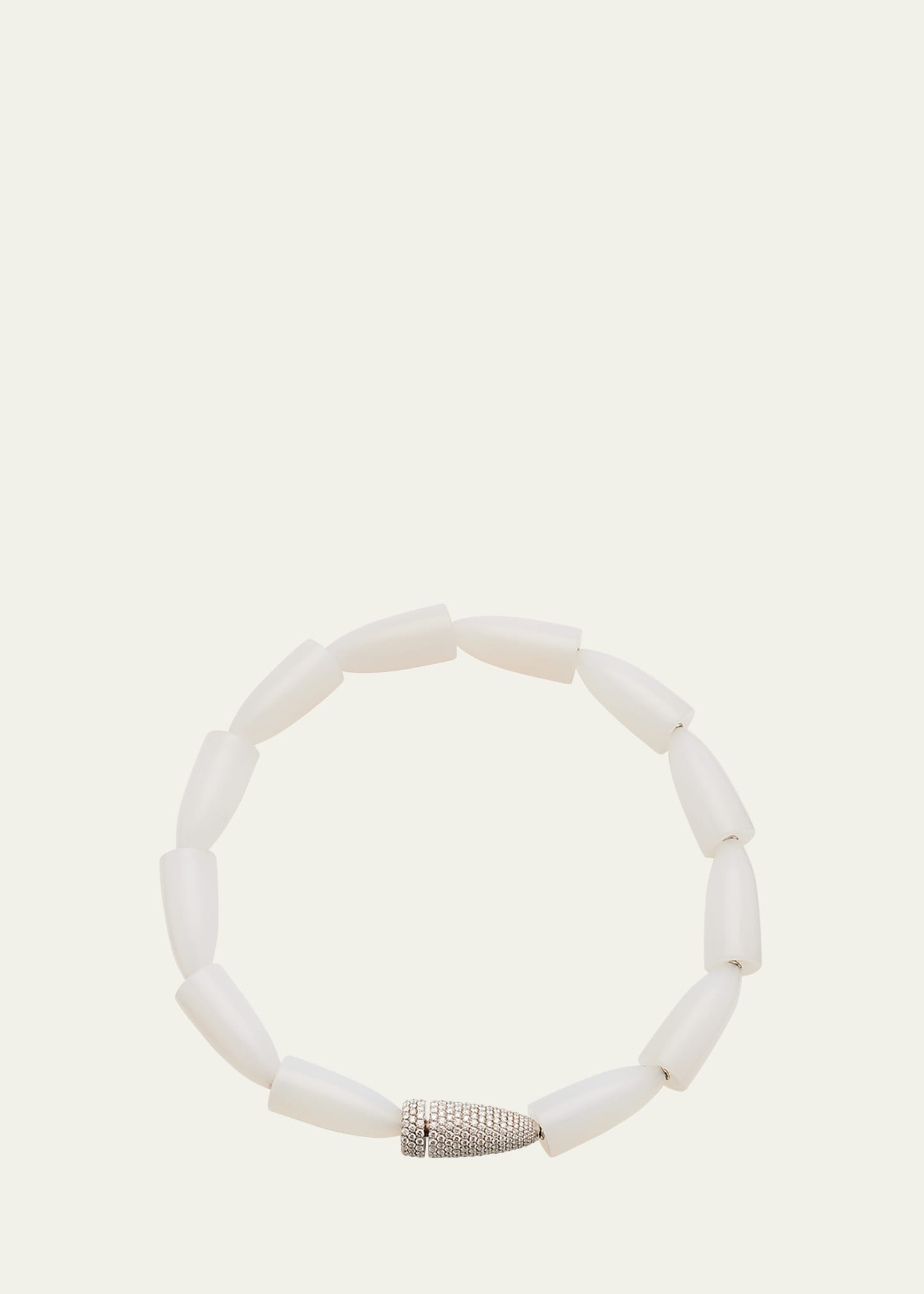 Calla White Agate Necklace with White Gold and Diamond Clasp