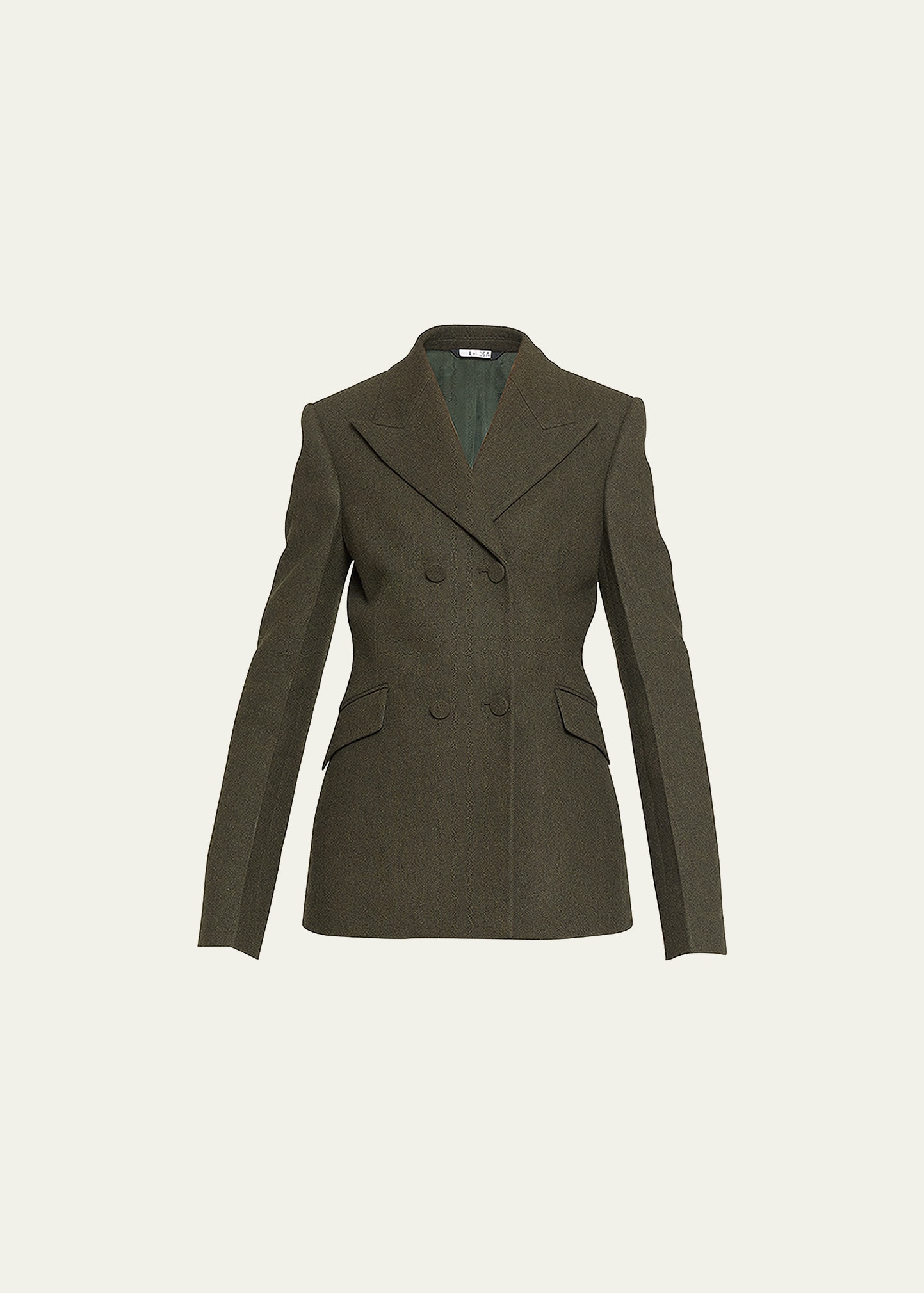 Givenchy Felt Double-breasted Blazer In Military Green