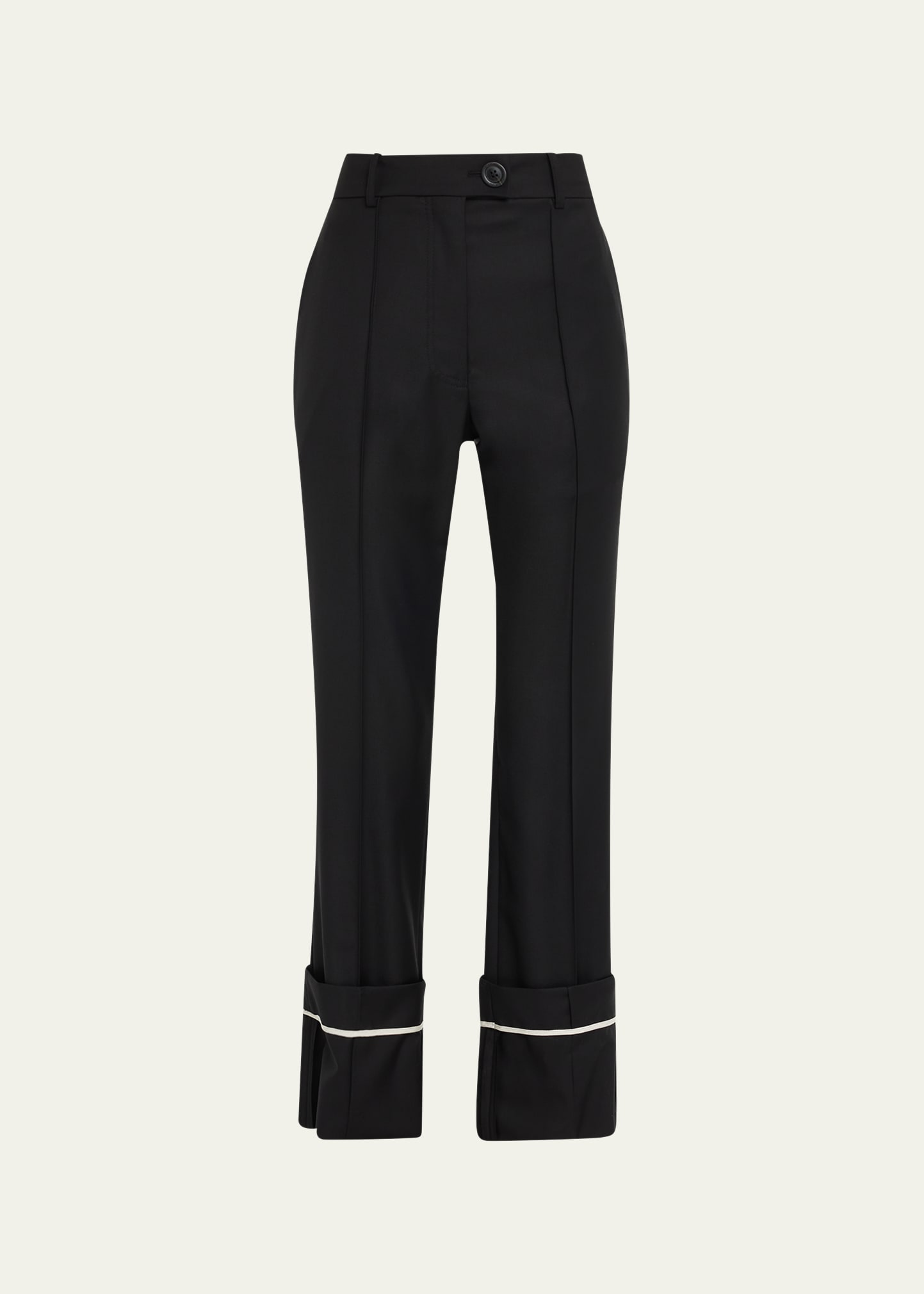 Cuffed Straight-Leg Pants