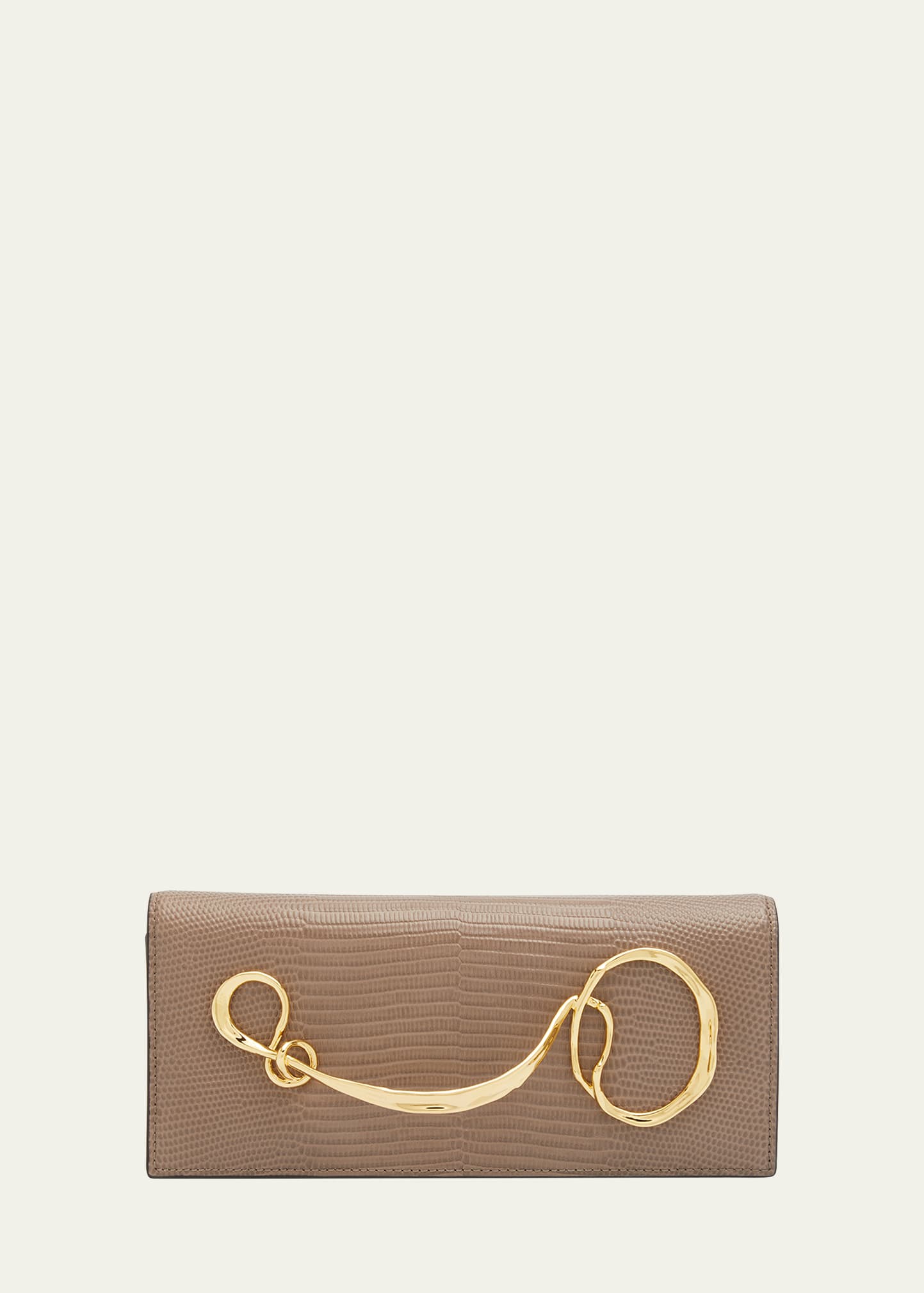 Alexis Bittar Twisted Lizard-embossed Clutch Bag In Taupe